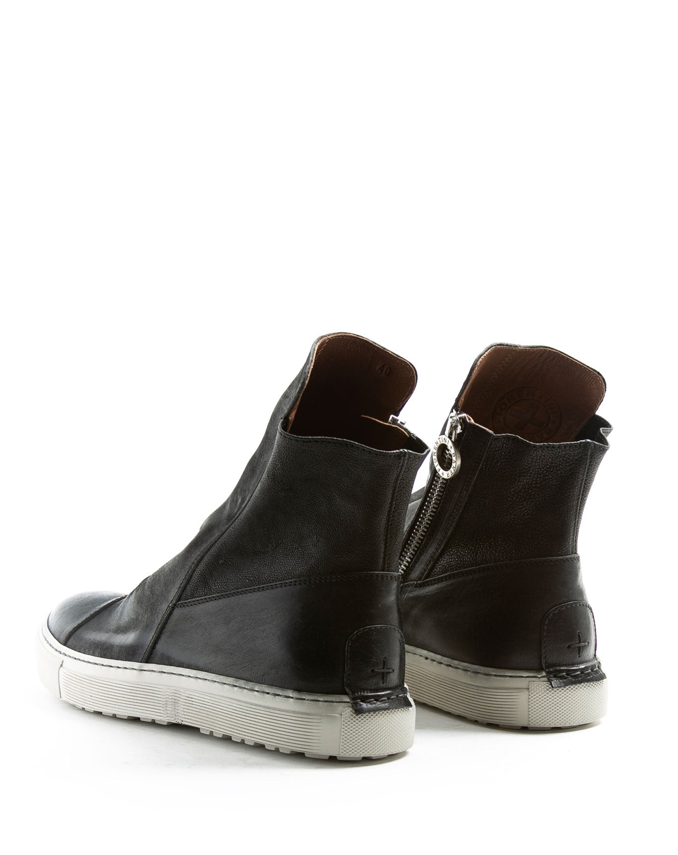 Fiorentini + Baker, BOLT BRET, Black leather sneaker boots with ruched vamp and inside zip-Made in Italy-back