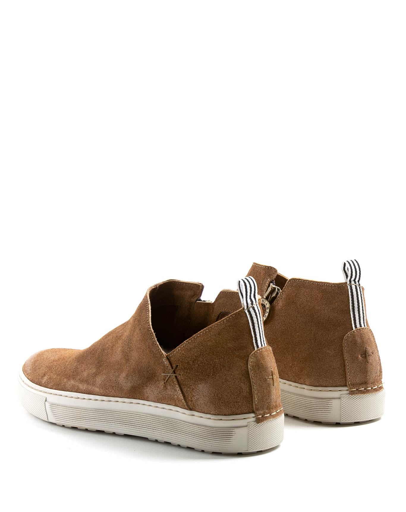 Fiorentini + Baker, BOLT BRIE, Asymmetric sneakers with inside zip in brown suede-Made in Italy-back