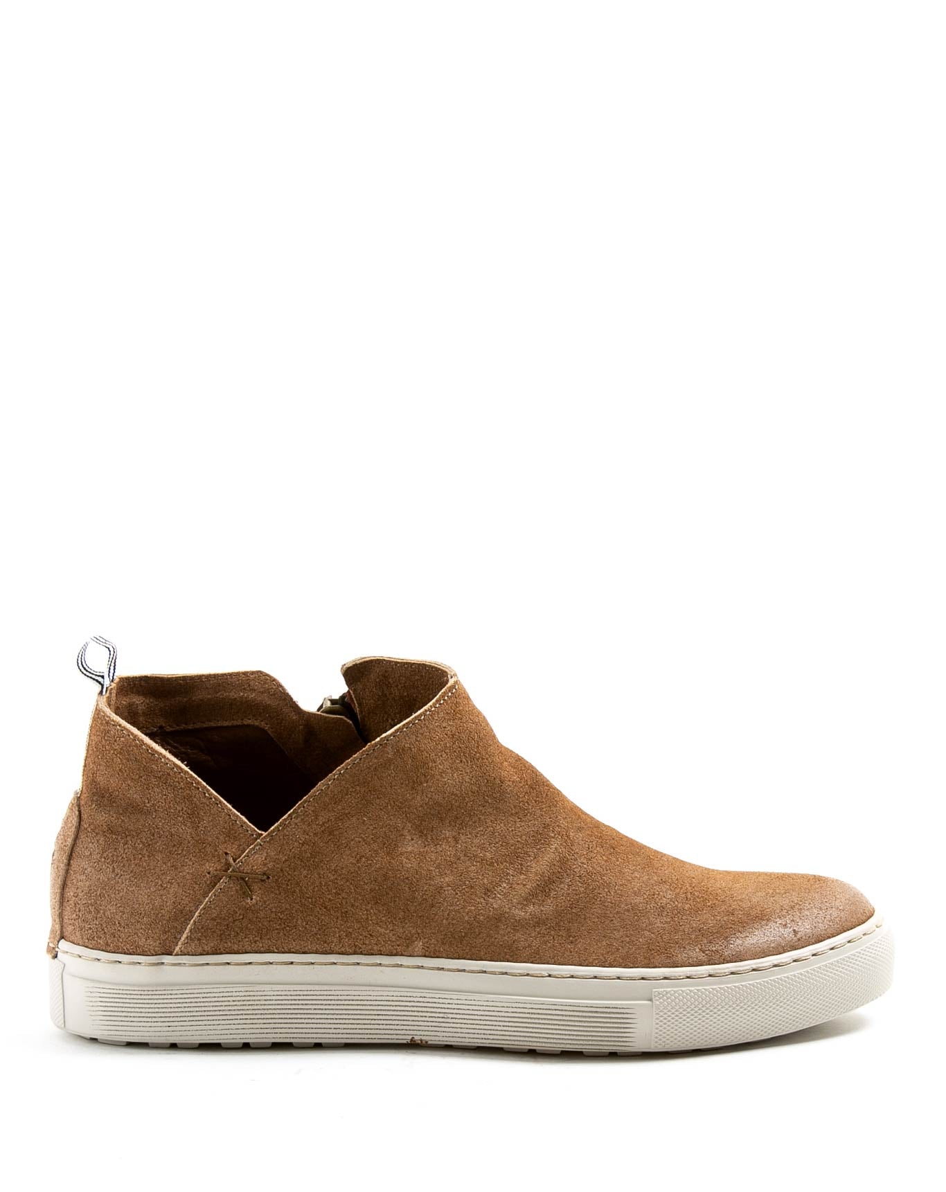 Fiorentini + Baker, BOLT BRIE, Asymmetric sneakers with inside zip in brown suede-Made in Italy-side