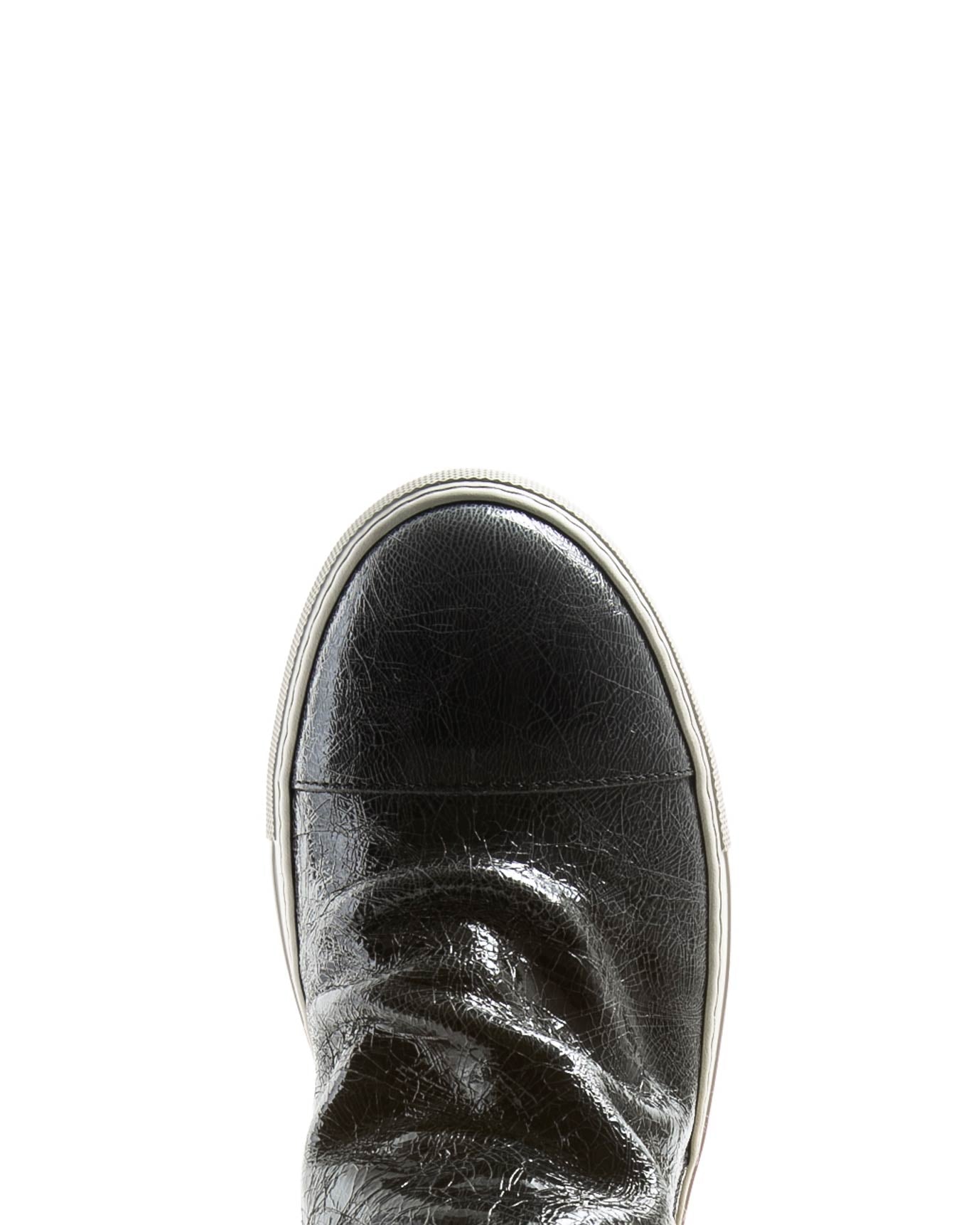 Fiorentini + Baker, BOLT BRET, Distressed black leather sneaker boots with ruched vamp and inside zip-Made in Italy-toe