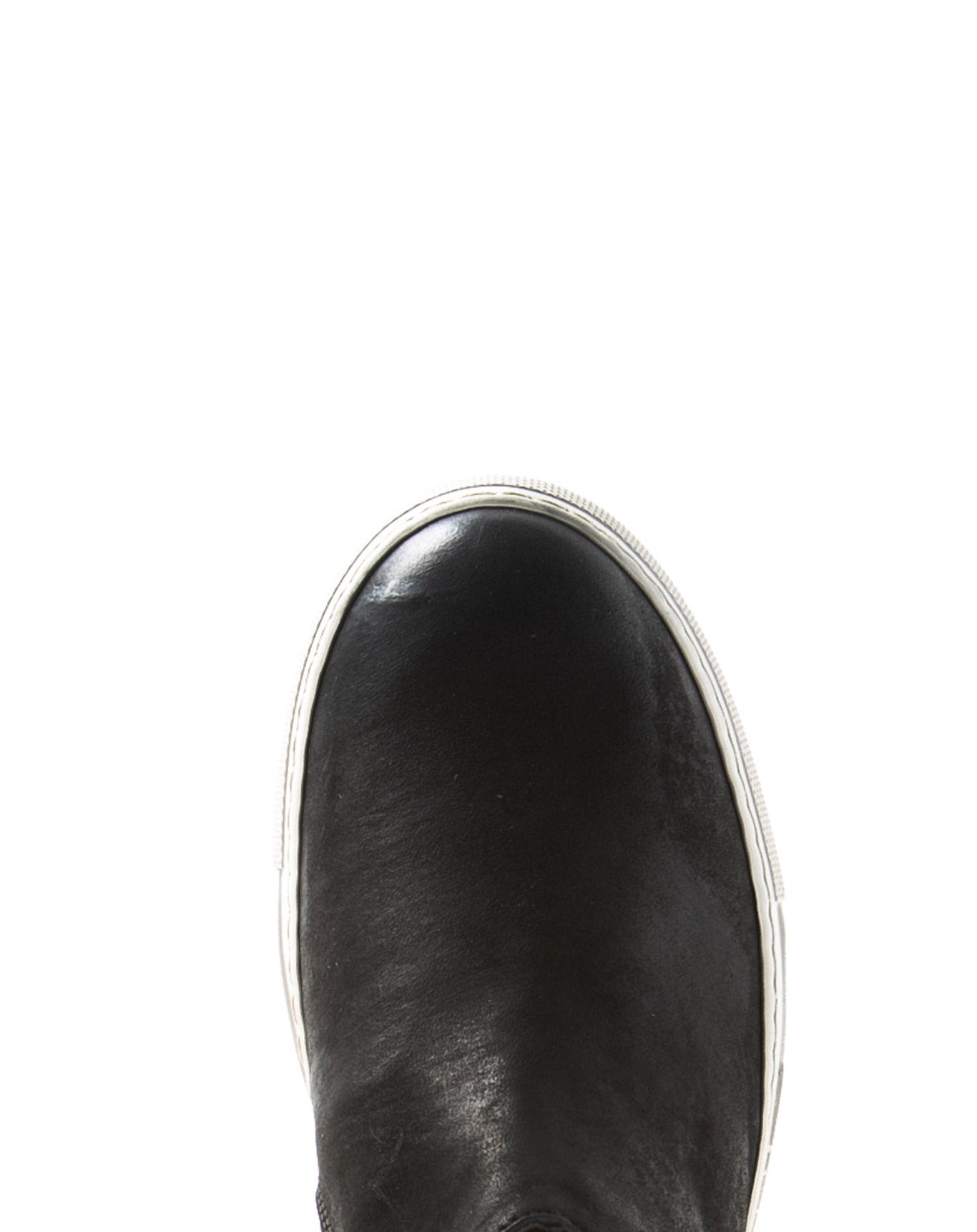 Fiorentini + Baker, BOLT BRIE, Asymmetric sneakers with inside zip in reversed black leather-Made in Italy-toe