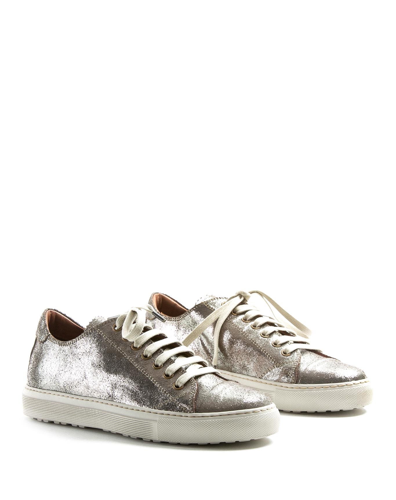 Fiorentini + Baker, BOLT BEXY, Gunmetal leather lace-up sneakers-Made in Italy-lateral