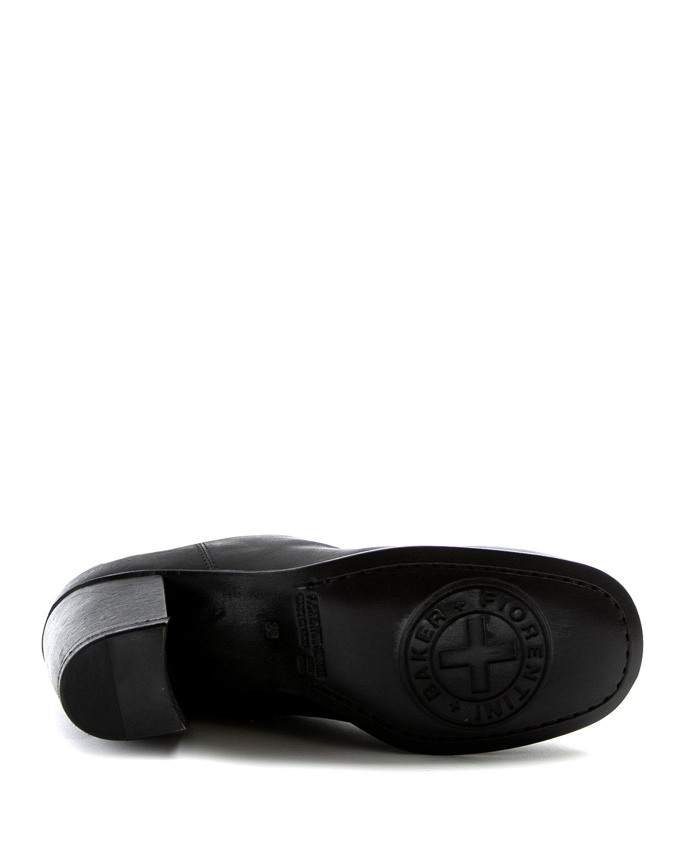 Fiorentini + Baker , J JENNA, Black leather knee high boots with square toe and 7.5cm heel-Made in Italy-sole