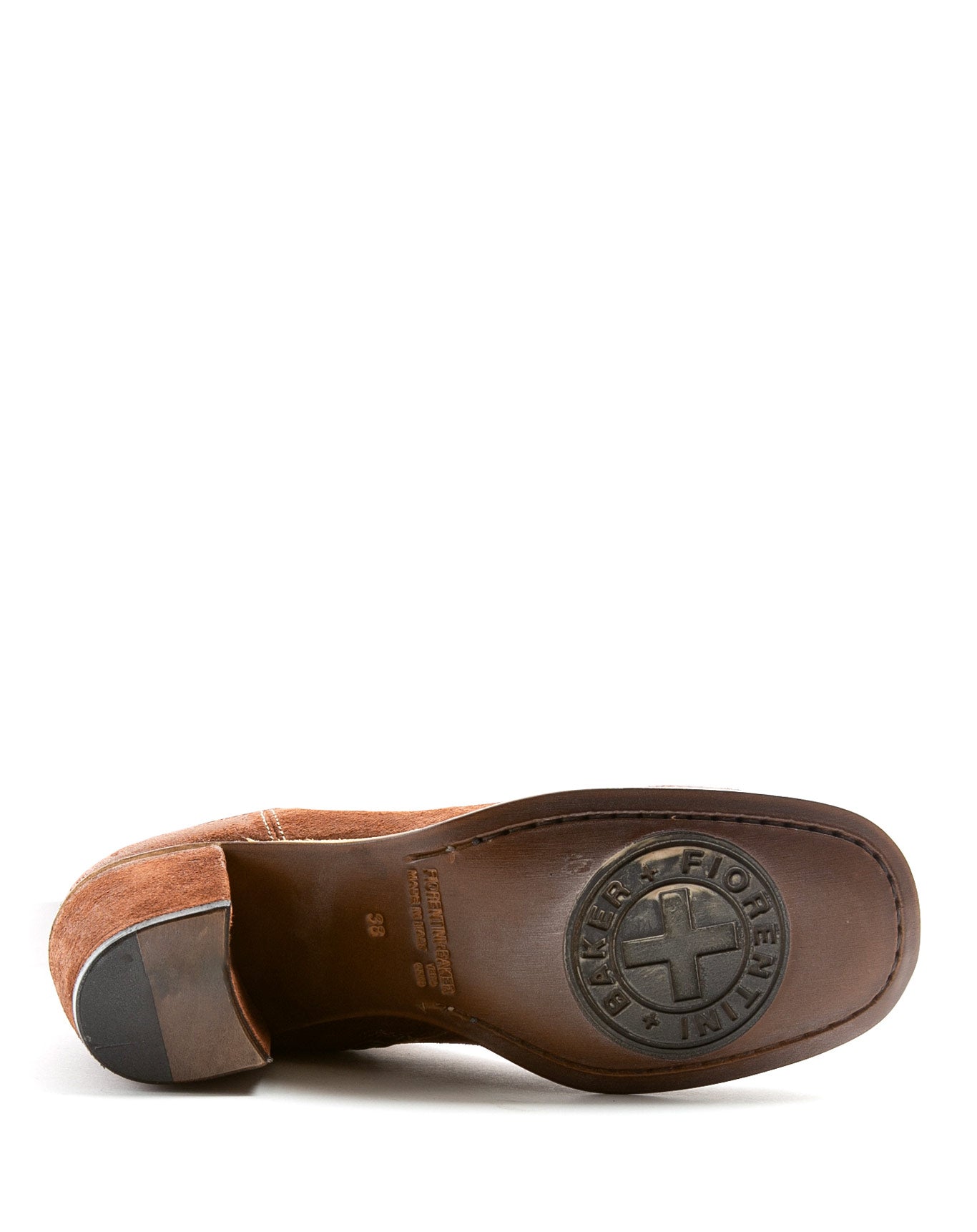 Fiorentini + Baker , J JENNA, Brown suede knee high boots with square toe and 7.5cm heel-Made in Italy-sole