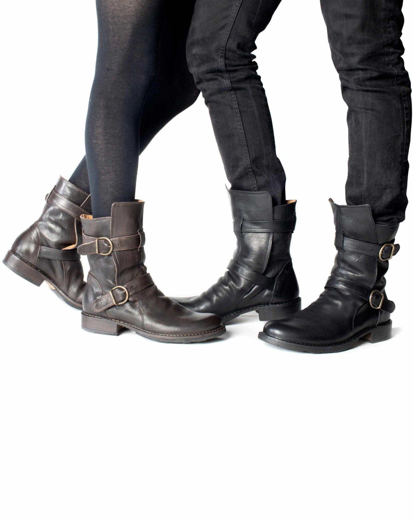 Fiorentini + Baker, ETERNITY 713, Leather tall ankle boot with buckles-Made in Italy-worn-unisex