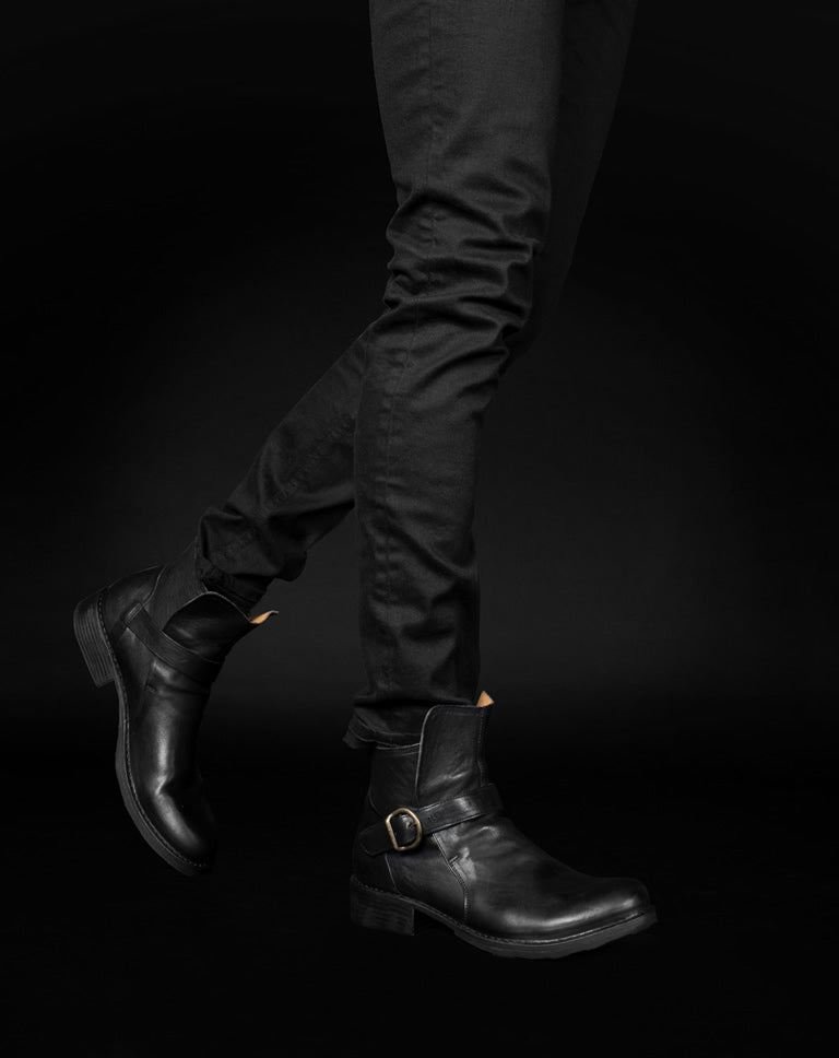 Fiorentini+Baker, ETERNITY 752, Black leather biker ankle boot-Made in Italy- worn
