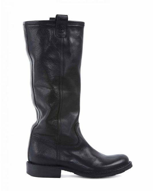 Fiorentini + Baker, ETERNITY EFFIE, Black leather pull-on boots. Classic knee high riding boots-Made in Italy-side