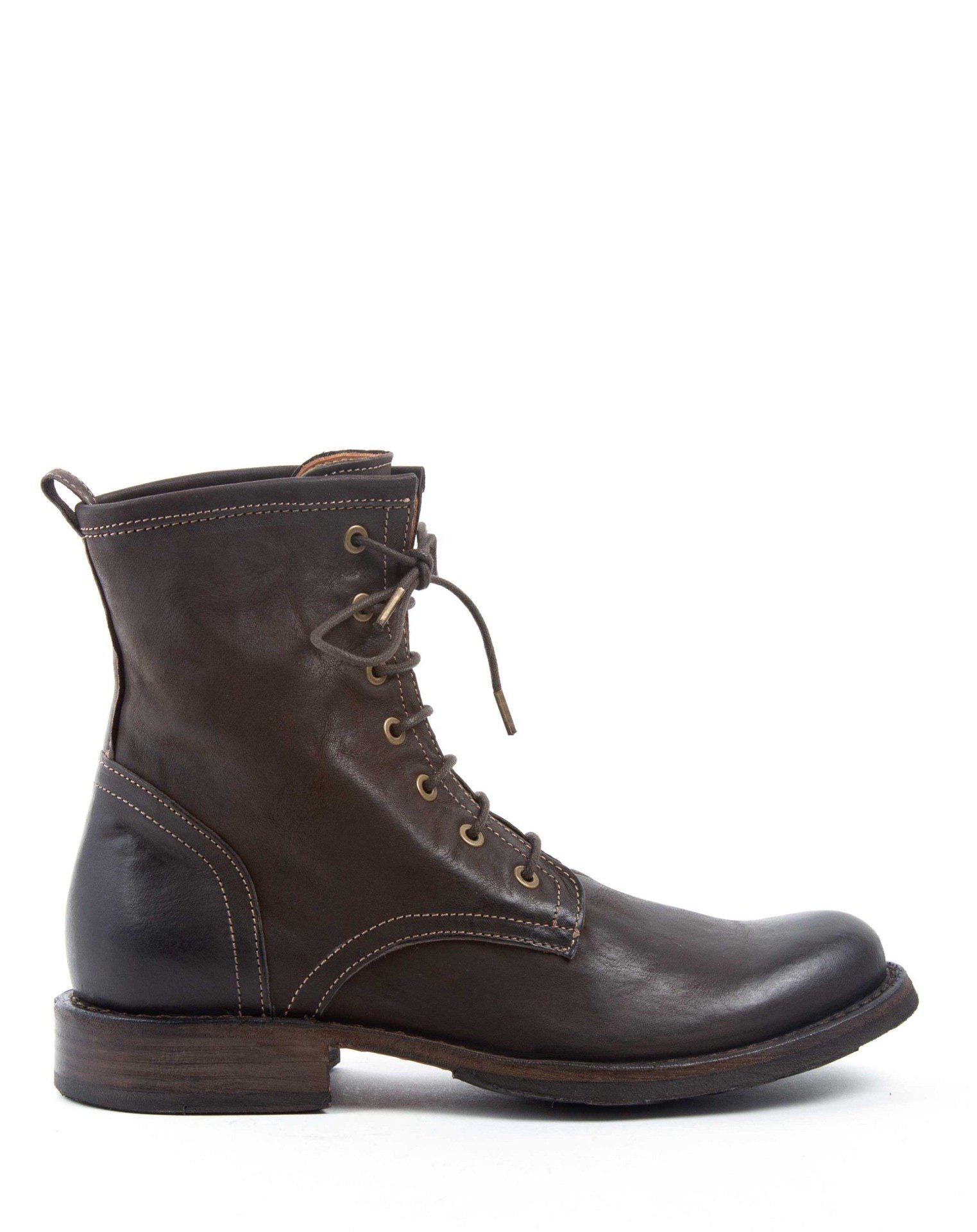 Fiorentini + Baker, ETERNITY ELME, Military style lace-up tall ankle boots in coffee brown leather-Made in Italy-side
