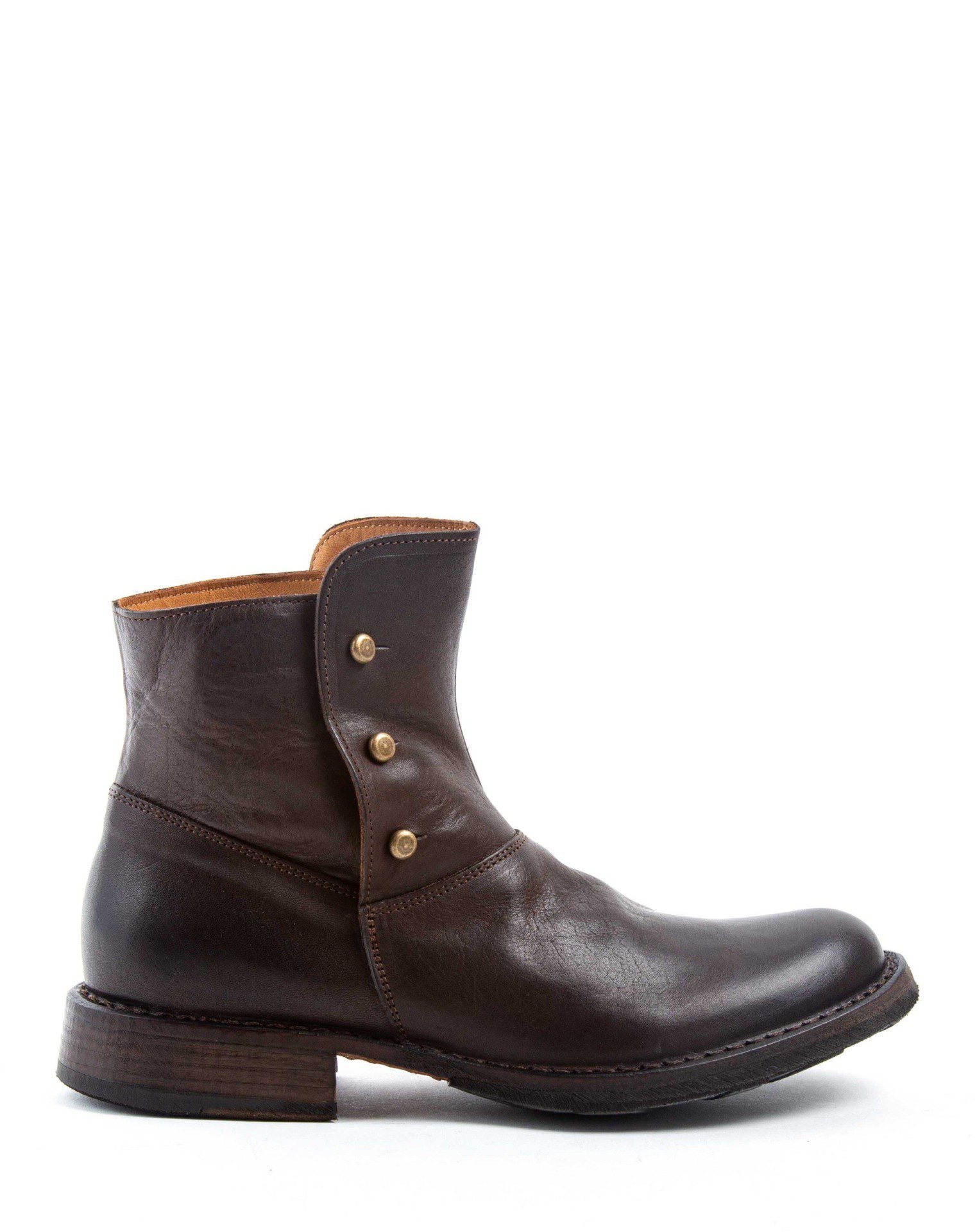 Fiorentini + Baker,  ETERNITY ETA, Brown leather ankle boots with studded buttons-Made in Italy-side
