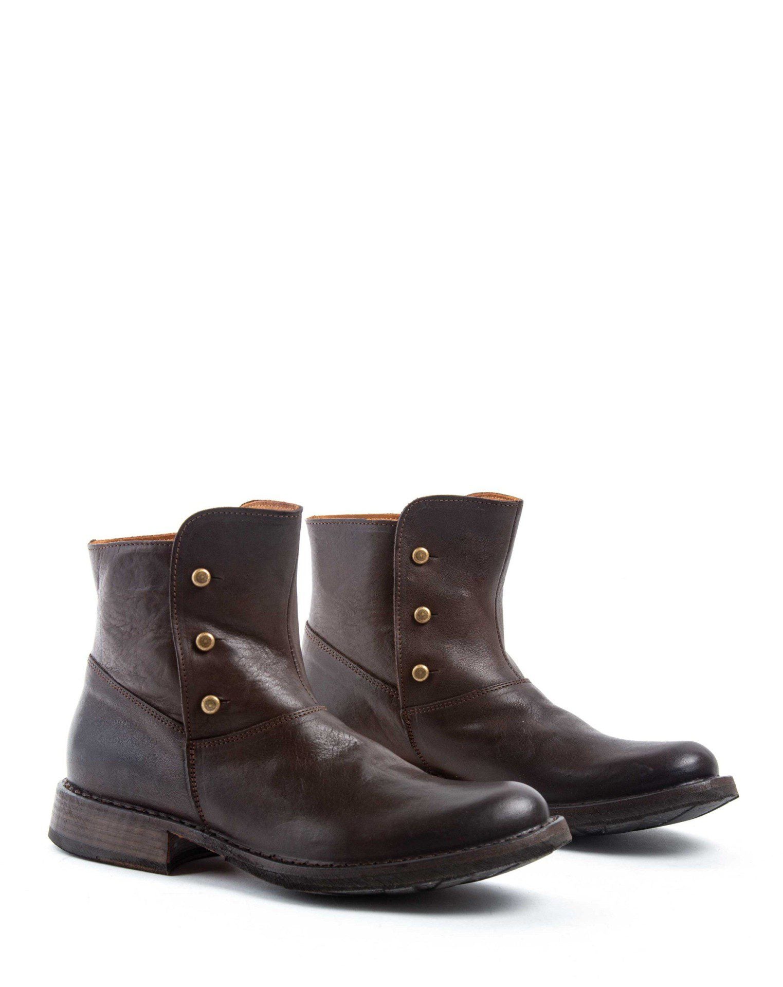 Fiorentini + Baker,  ETERNITY ETA, Brown leather ankle boots with studded buttons-Made in Italy-lateral