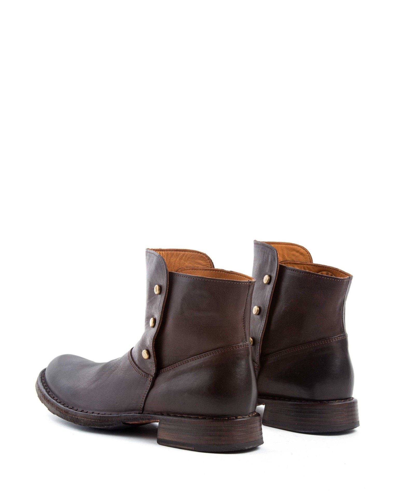 Fiorentini + Baker,  ETERNITY ETA, Brown leather ankle boots with studded buttons-Made in Italy-back