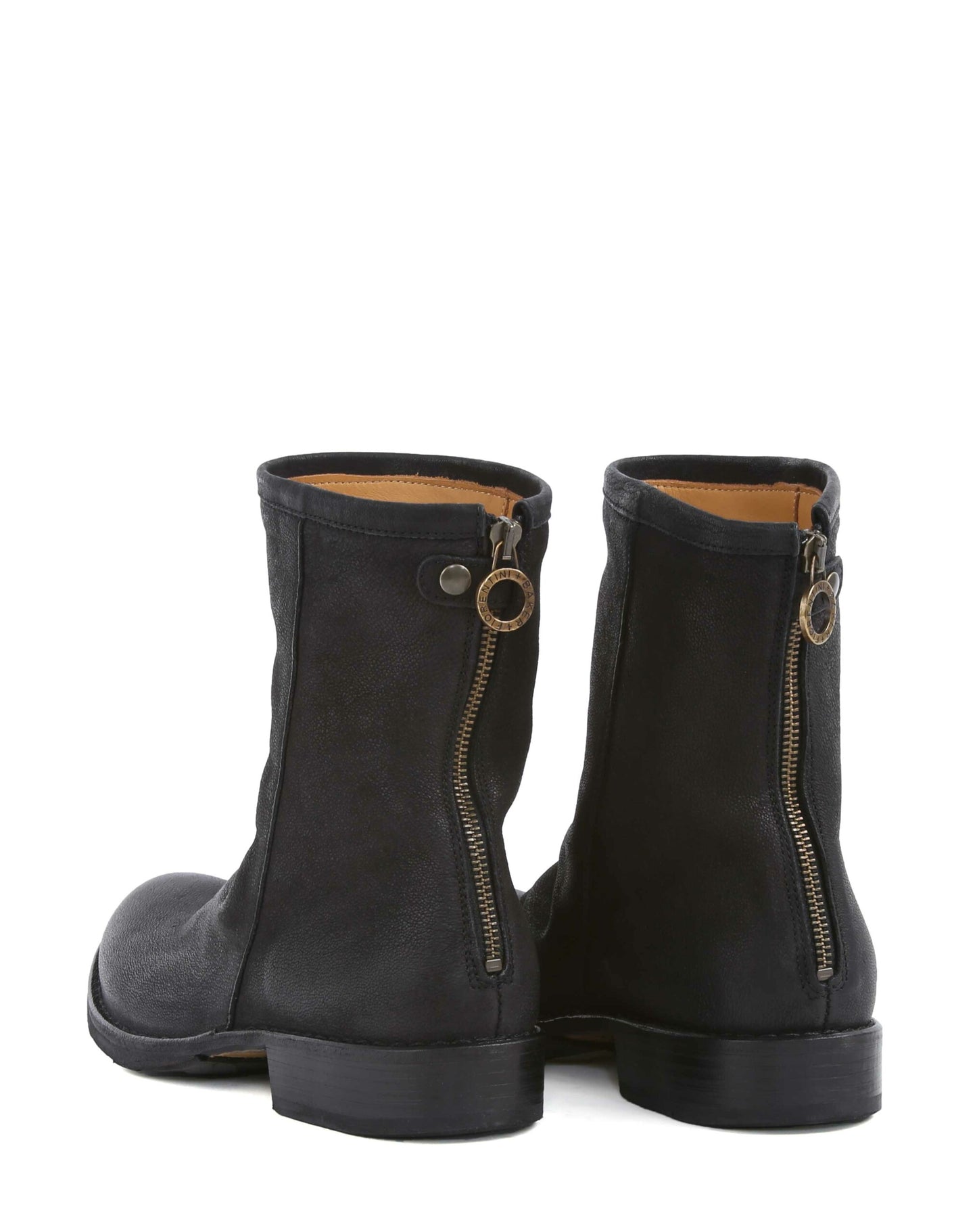 Fiorentini + Baker, ETERNITY EVEN, Black leather tall ankle boots with slightly ruched vamp and rear zip-Made in Italy-back