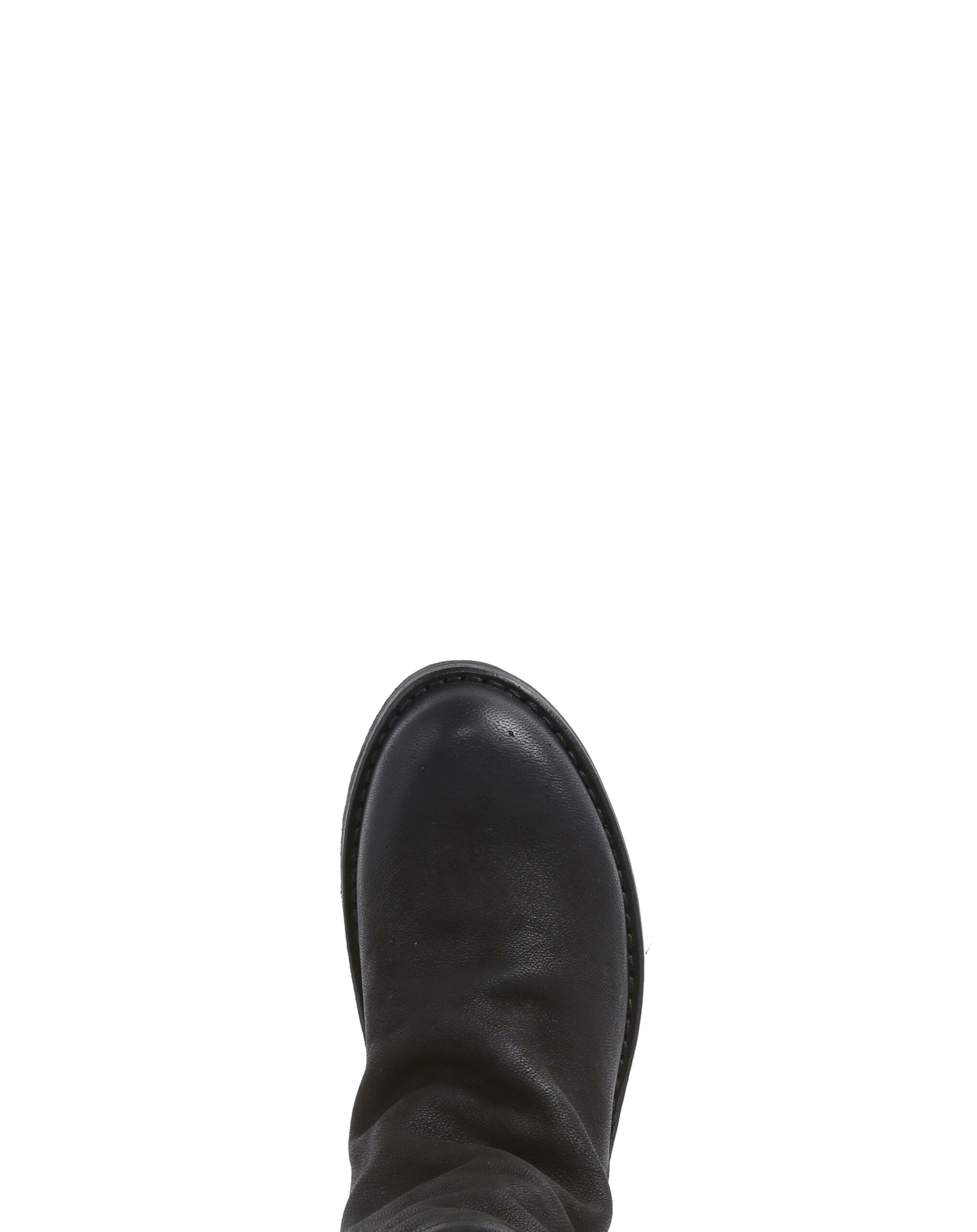 Fiorentini + Baker, ETERNITY EVEN, Black leather tall ankle boots with slightly ruched vamp and rear zip-Made in Italy-toe