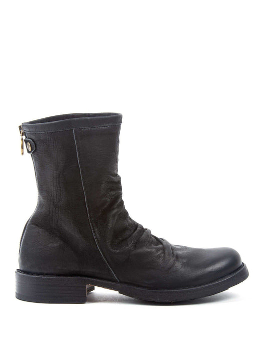 Fiorentini + Baker, ETERNITY EVEN, Tall ankle boots with slightly ruched vamp and rear zip in reversed black leather-Made in Italy-side