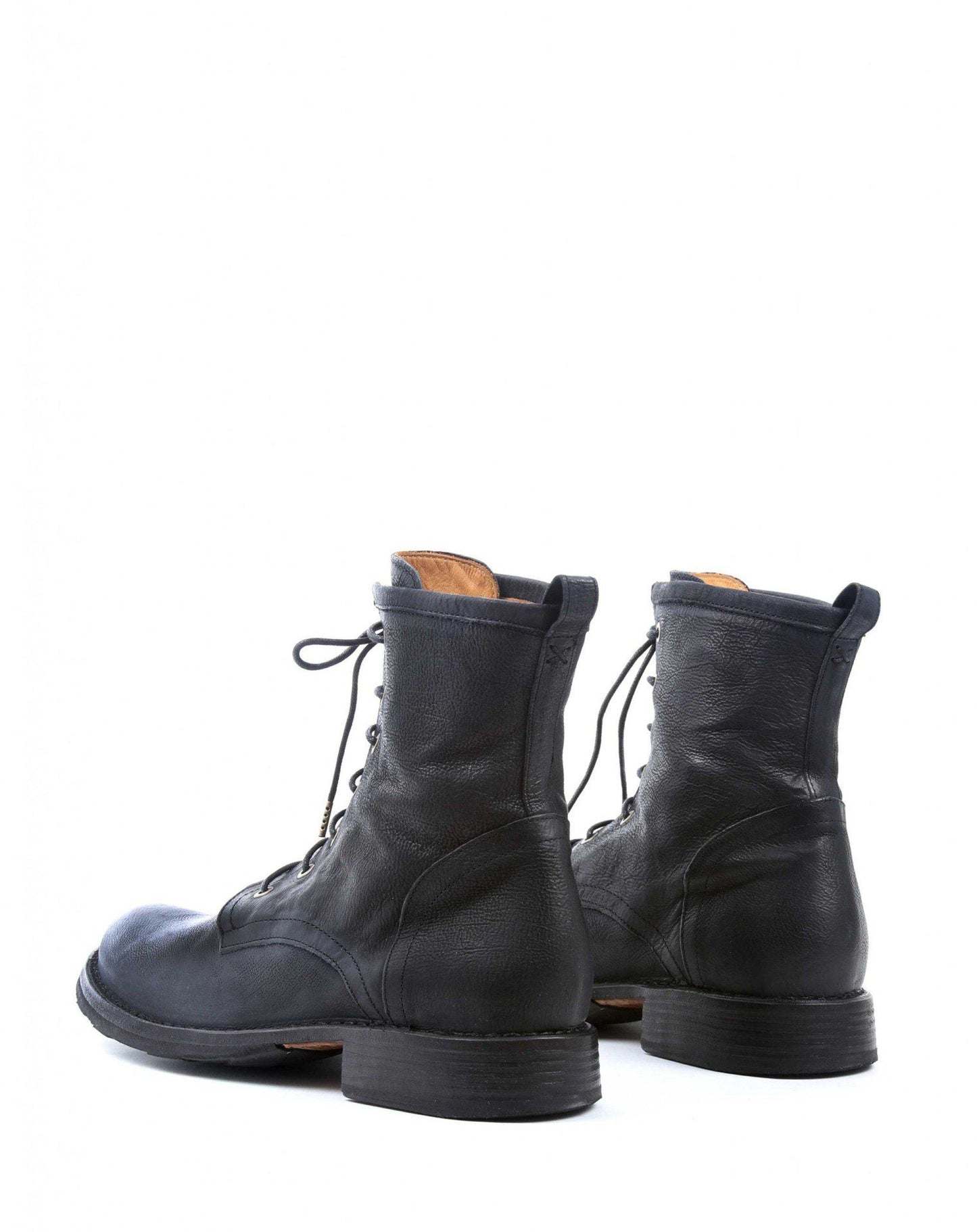 Fiorentini + Baker, ETERNITY ELME, Military style lace-up tall ankle boots in grained black leather-Made in Italy-back