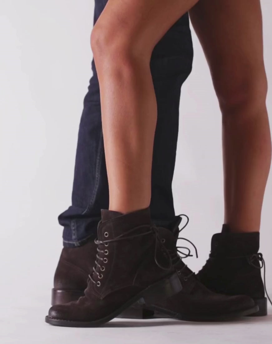 Fiorentini + Baker, FRATERNITY F-EMON, Brown suede ankle lace-up boots-Made in Italy-video