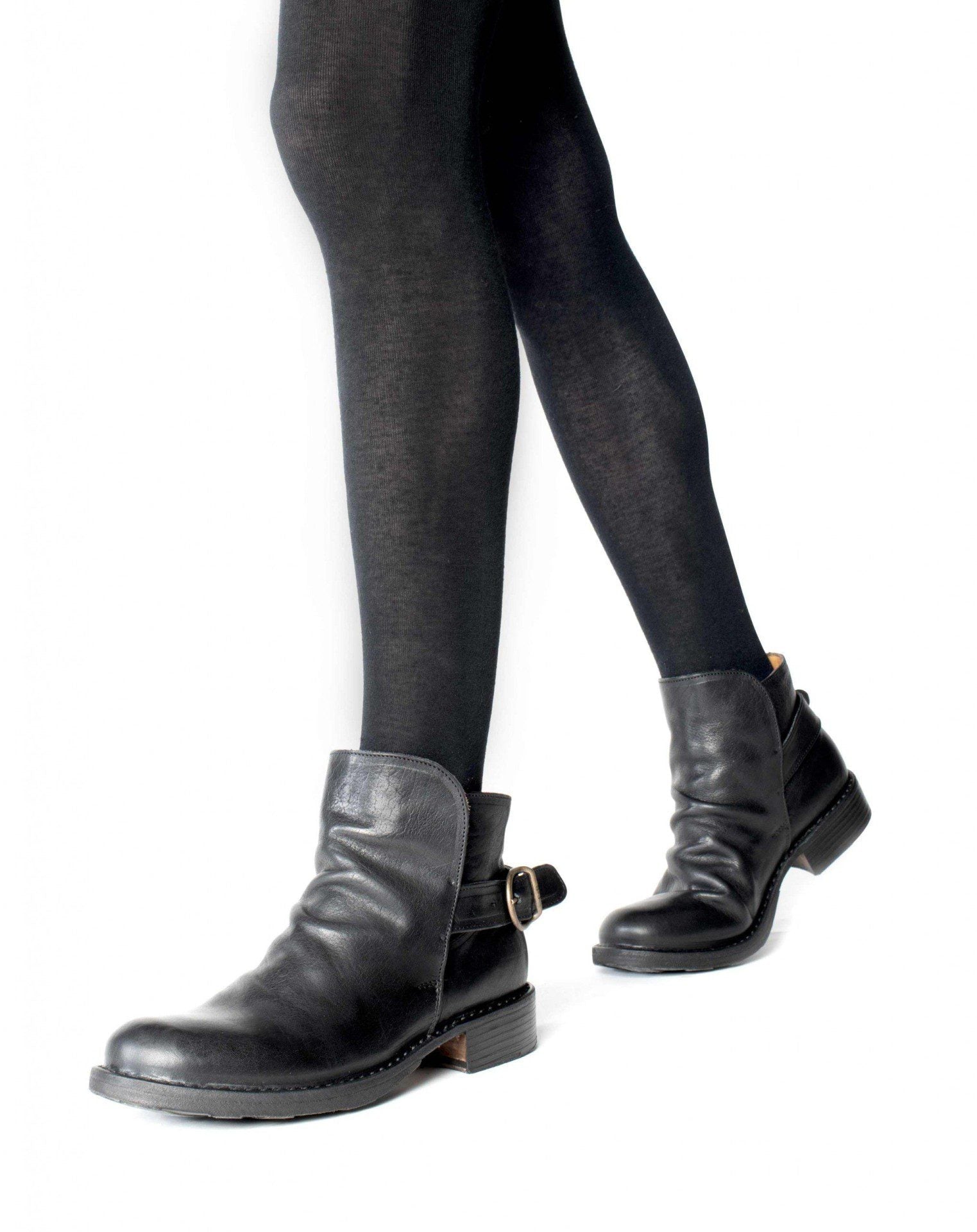 Fiorentini + Baker, ETERNITY ESPOT, Black leather biker boots with slightly ruched vamp and adjustable rear strap-Made in Italy-women