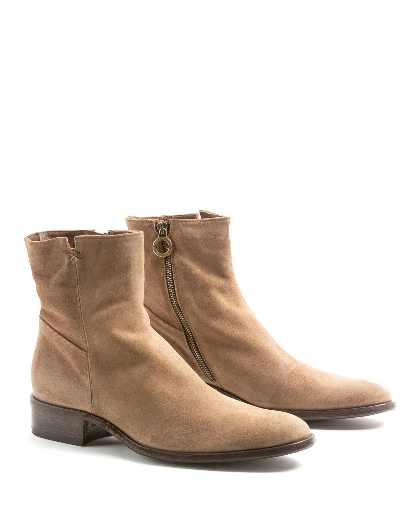 Fiorentini + Baker, CHANCE CALE, Tobacco suede men ankle boots with elongated shape and inside zip-Made in Italy-lateral