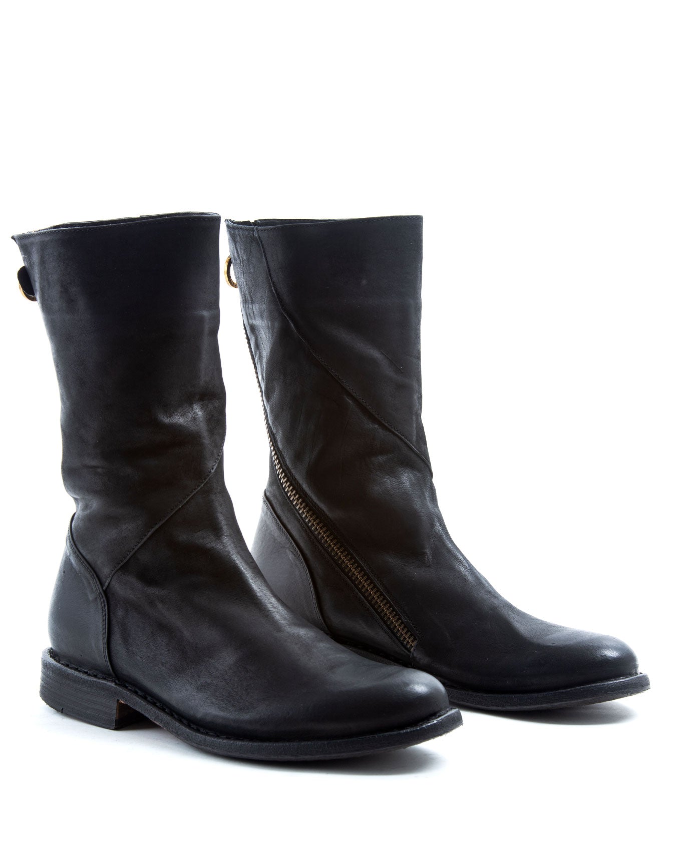 Fiorentini + Baker, FRATERNITY FEZE, Black leather mid-height boots with inside lateral zip-Made in Italy-back