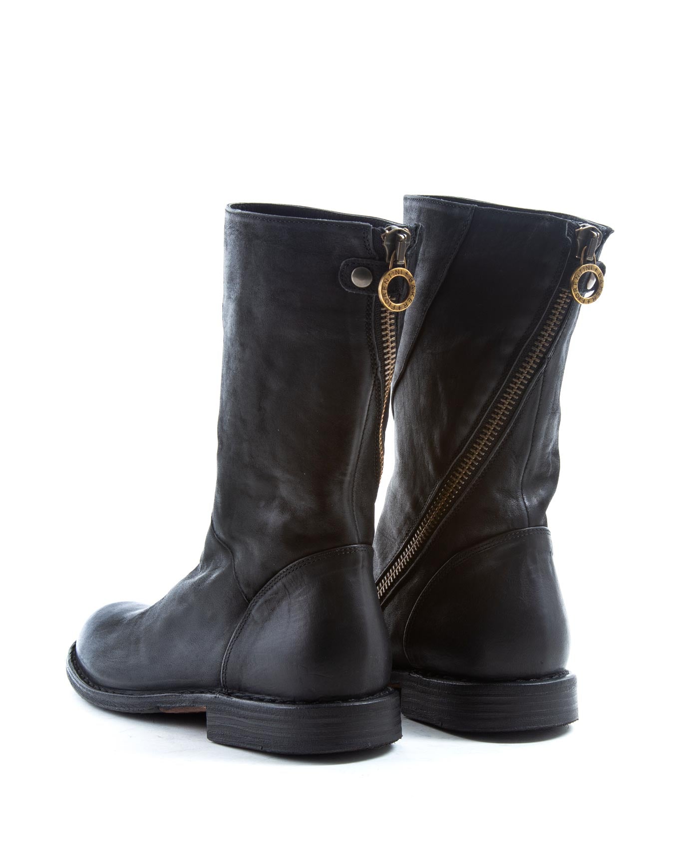 Fiorentini + Baker, FRATERNITY FEZE, Black leather mid-height boots with inside lateral zip-Made in Italy-lateral