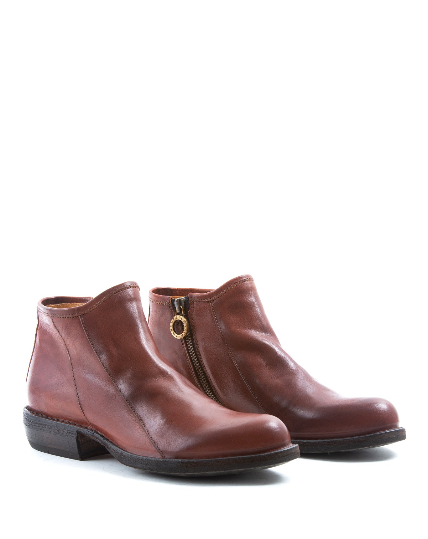 Fiorentini + Baker, CARNABY CARP, Brick brown leather women ankle boots with inside zip and slightly pointed toe-Made in Italy-lateral
