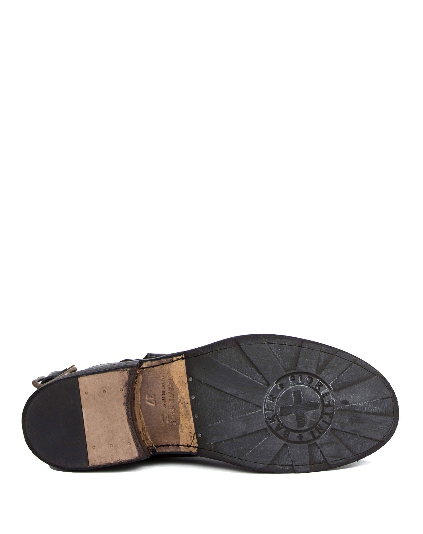 Fiorentini + Baker, ETERNITY ESPOT, Black leather biker boots with slightly ruched vamp and adjustable rear strap-Made in Italy-sole