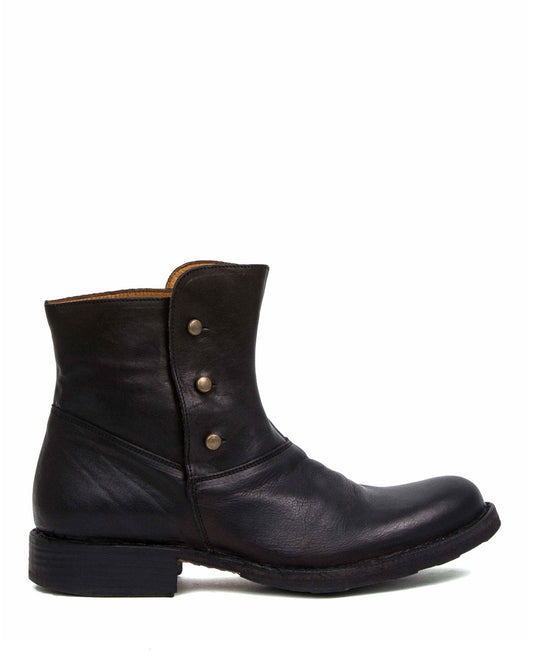 Fiorentini + Baker,  ETERNITY ETA, Black leather ankle boots with studded buttons-Made in Italy-side