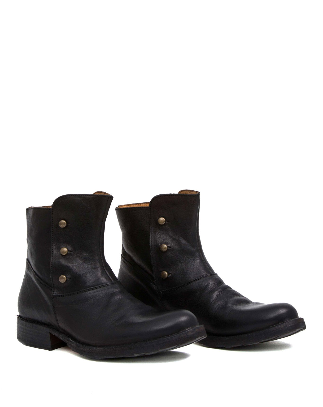 Fiorentini + Baker, ETERNITY ETA, Black leather ankle boots with studded buttons-Made in Italy-lateral