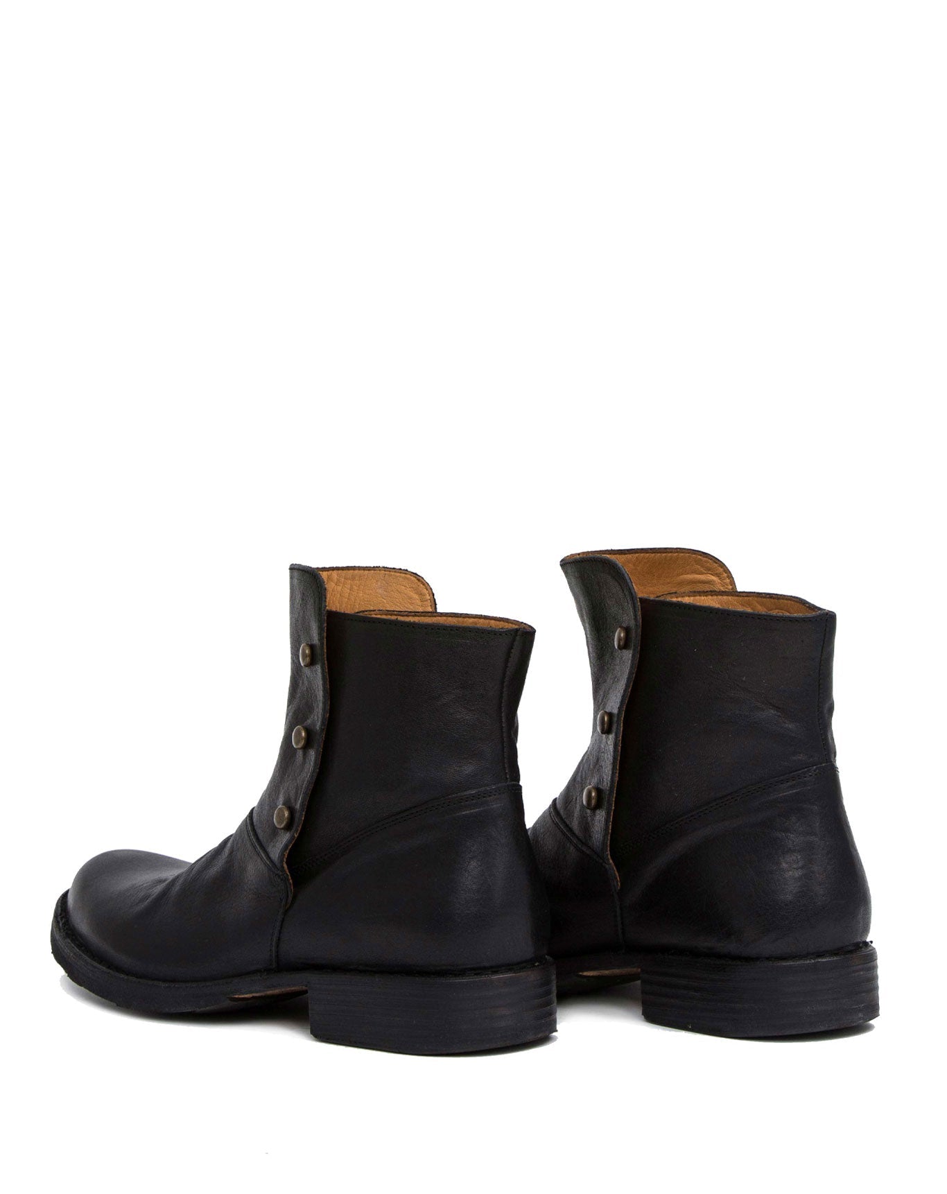 Fiorentini + Baker, ETERNITY ETA, Black leather ankle boots with studded buttons-Made in Italy-back