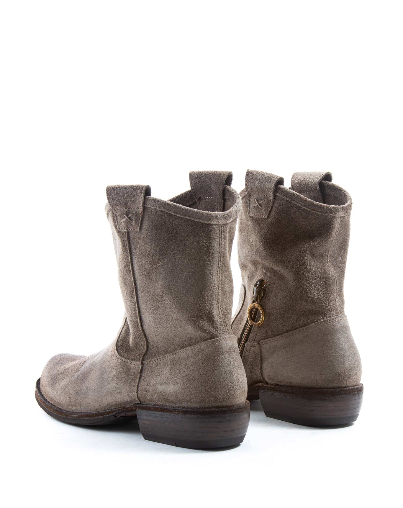 Fiorentini + Baker, CARNABY CRUNA, Woman tall ankle boots with slightly pointed toe in taupe suede-Made in Italy-back