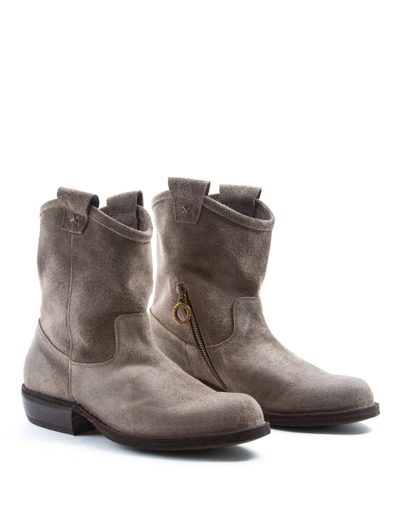 Fiorentini + Baker, CARNABY CRUNA, Woman tall ankle boots with slightly pointed toe in taupe suede-Made in Italy-lateral