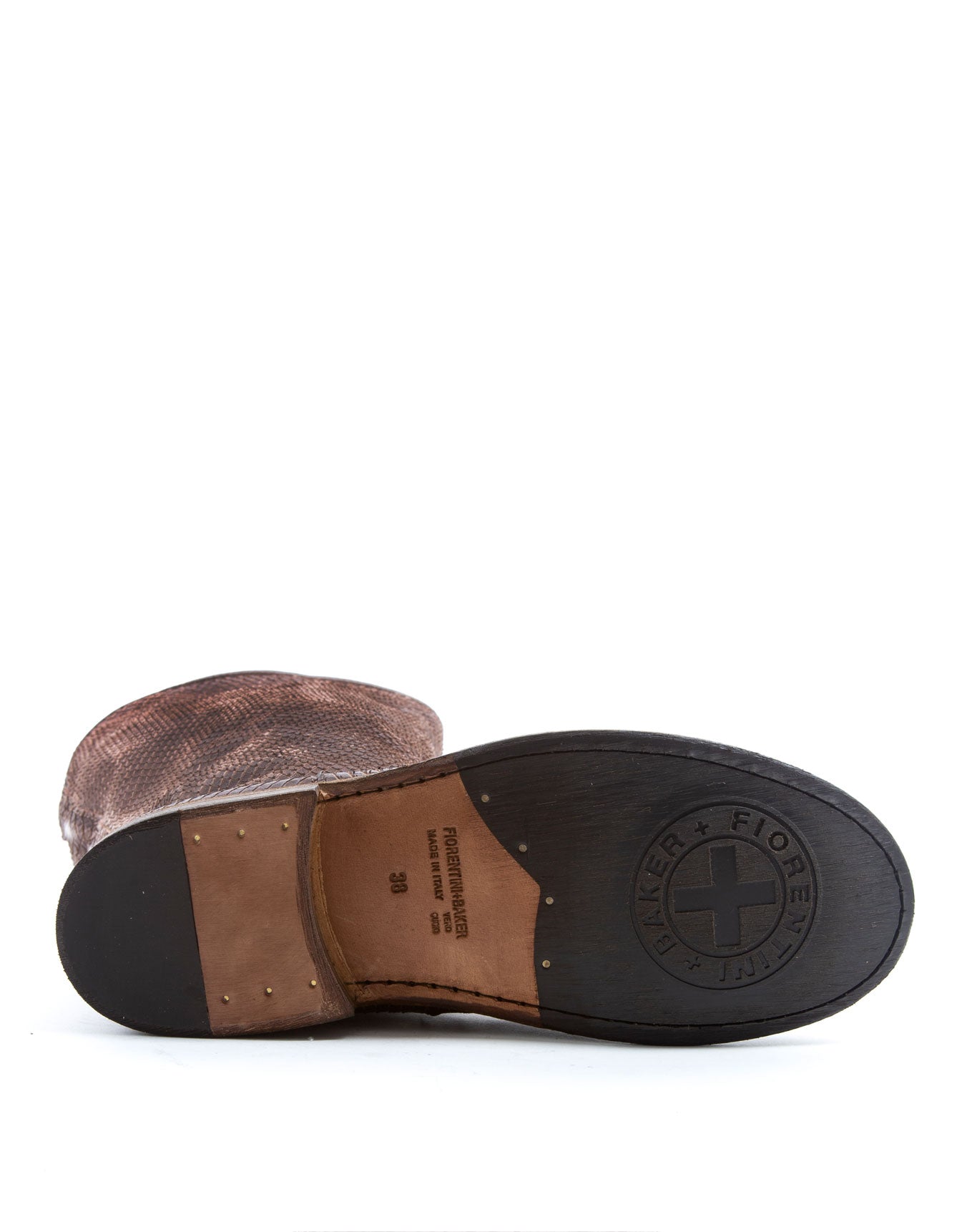Fiorentini + Baker, FRATERNITY FEVO, Tall pull on boots with a slouchy look in brown laser cut leather-Made in Italy-sole