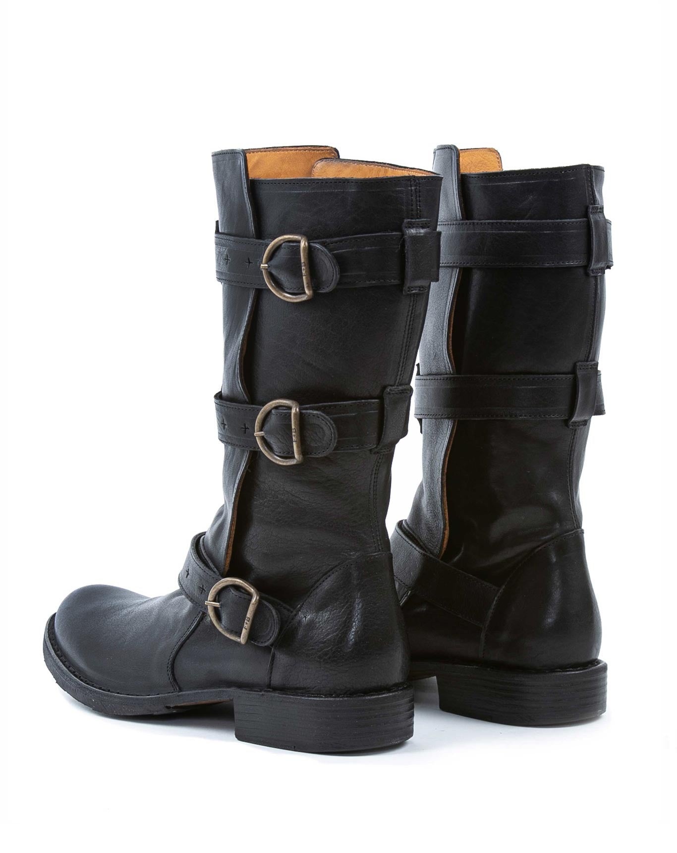 Fiorentini + Baker, ETERNITY 7040, tall black leather boot with buckles - Made in Italy - back