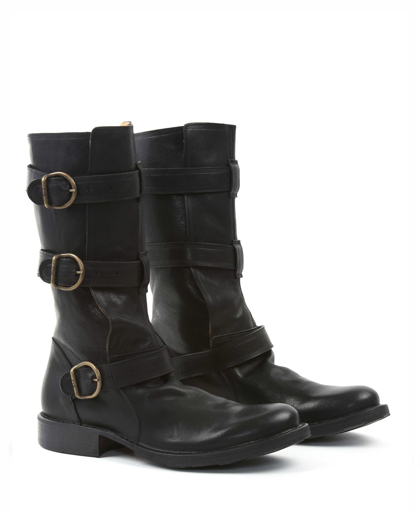 Fiorentini + Baker, ETERNITY 7040, tall black leather boot with buckles - Made in Italy - lateral