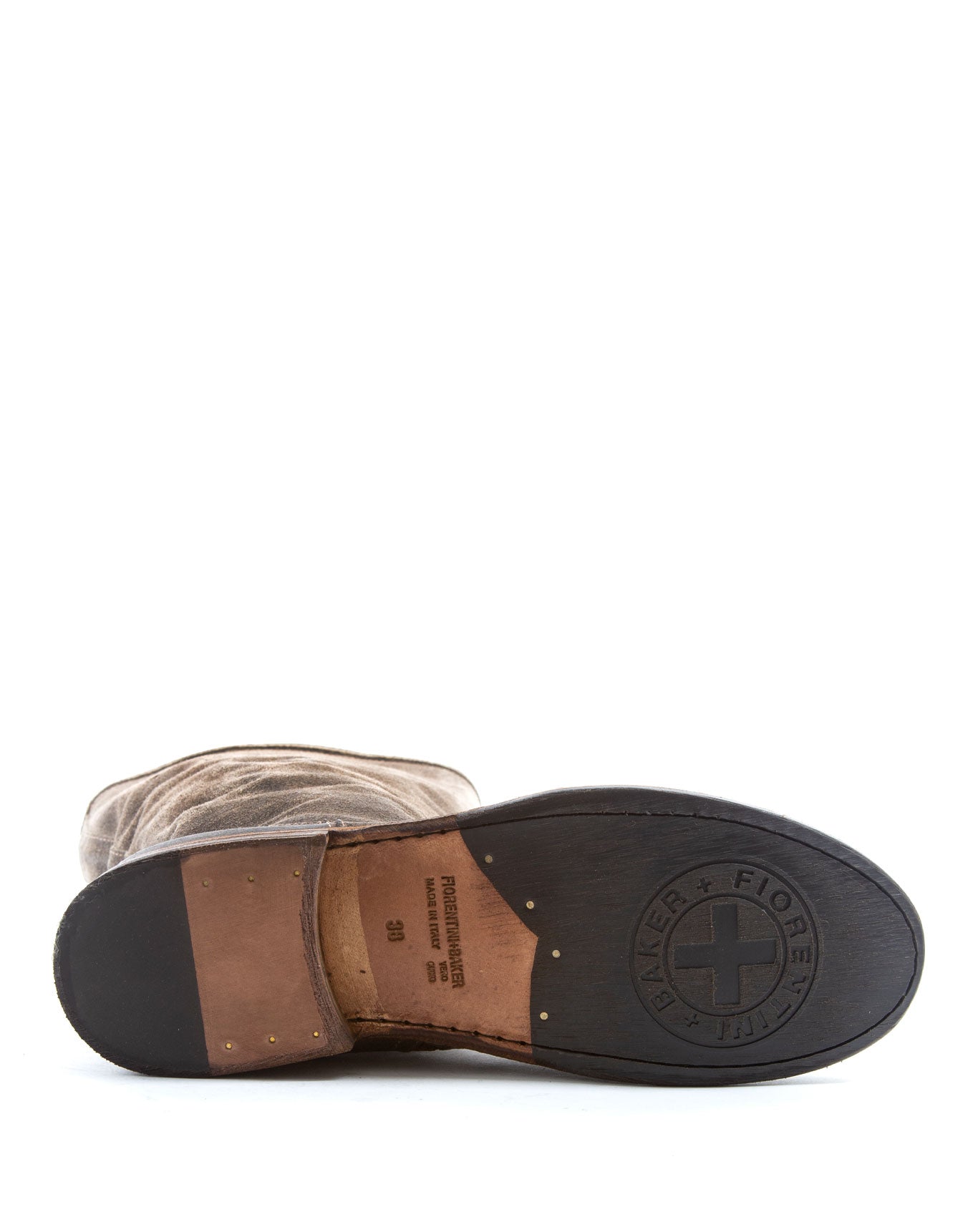 Fiorentini + Baker, FRATERNITY FEVO, Tall pull on boots with a slouchy look in taupe suede-Made in Italy-sole