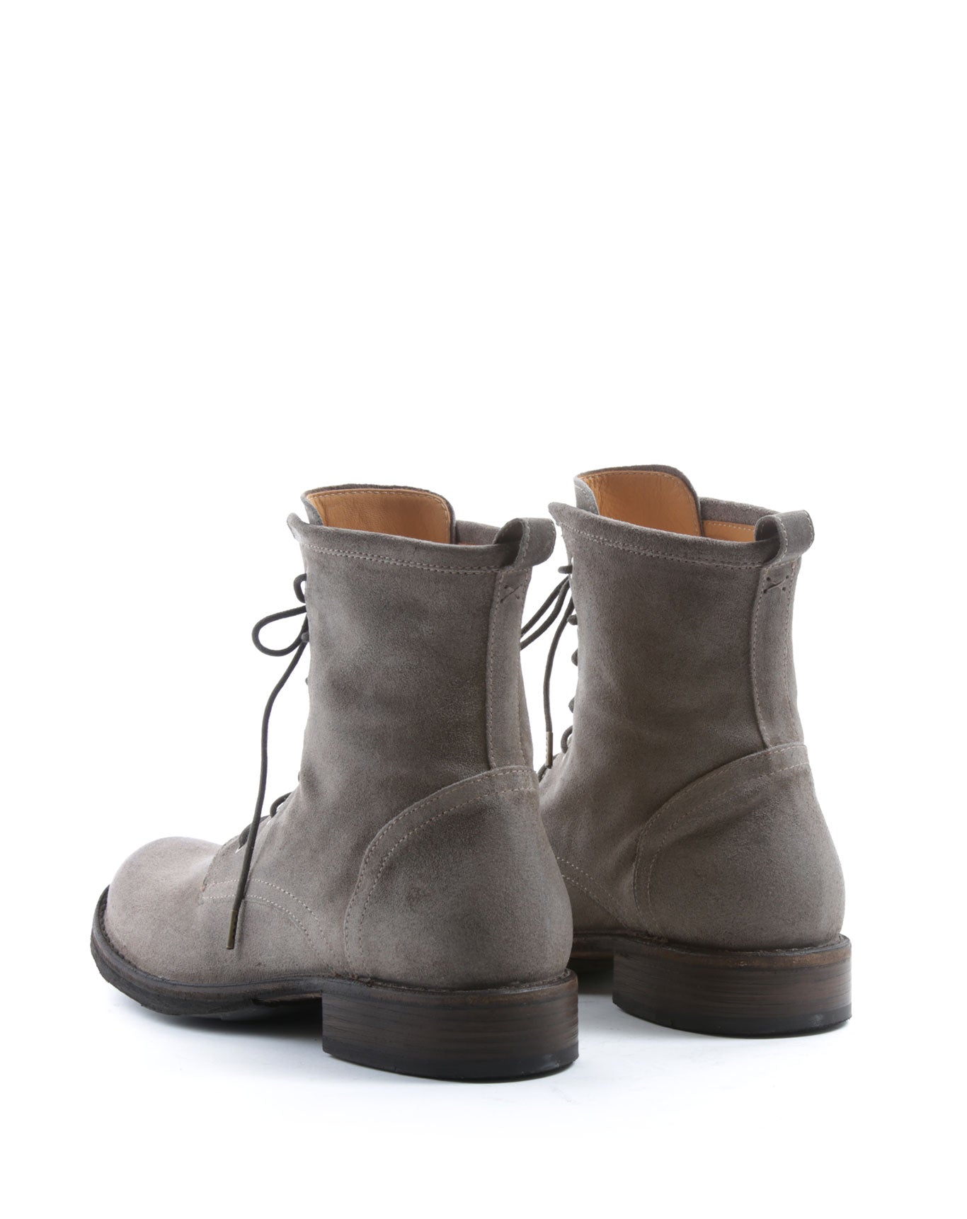 Fiorentini + Baker, ETERNITY ELME, Military style lace-up tall ankle boots in taupe suede-Made in Italy-back