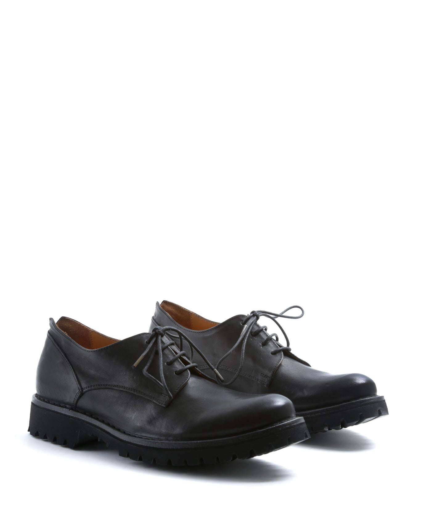Fiorentini + Baker ETERNITY MASSIVE M-706, Black leather unisex derby leather shoes with thick rubber sole-Made in Italy-lateral
