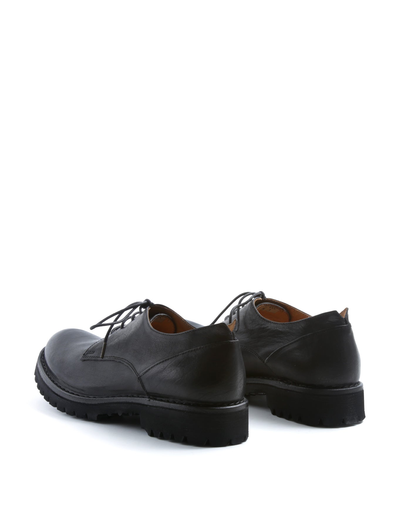 Fiorentini + Baker ETERNITY MASSIVE M-706, Black leather unisex derby leather shoes with thick rubber sole-Made in Italy-back