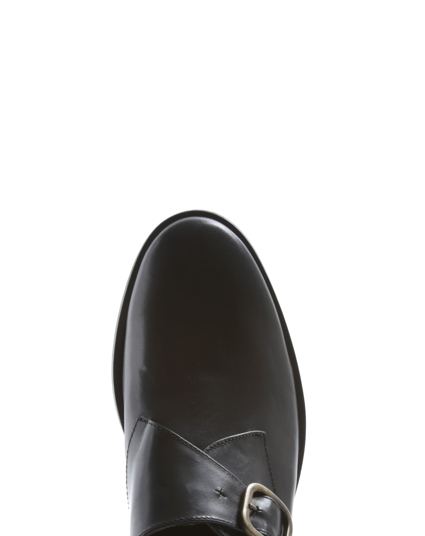 Fiorentini + Baker, CHANCE CHIEN, Women buckled monk shoe in black leather with elongated toe-Made in Italy-toe
