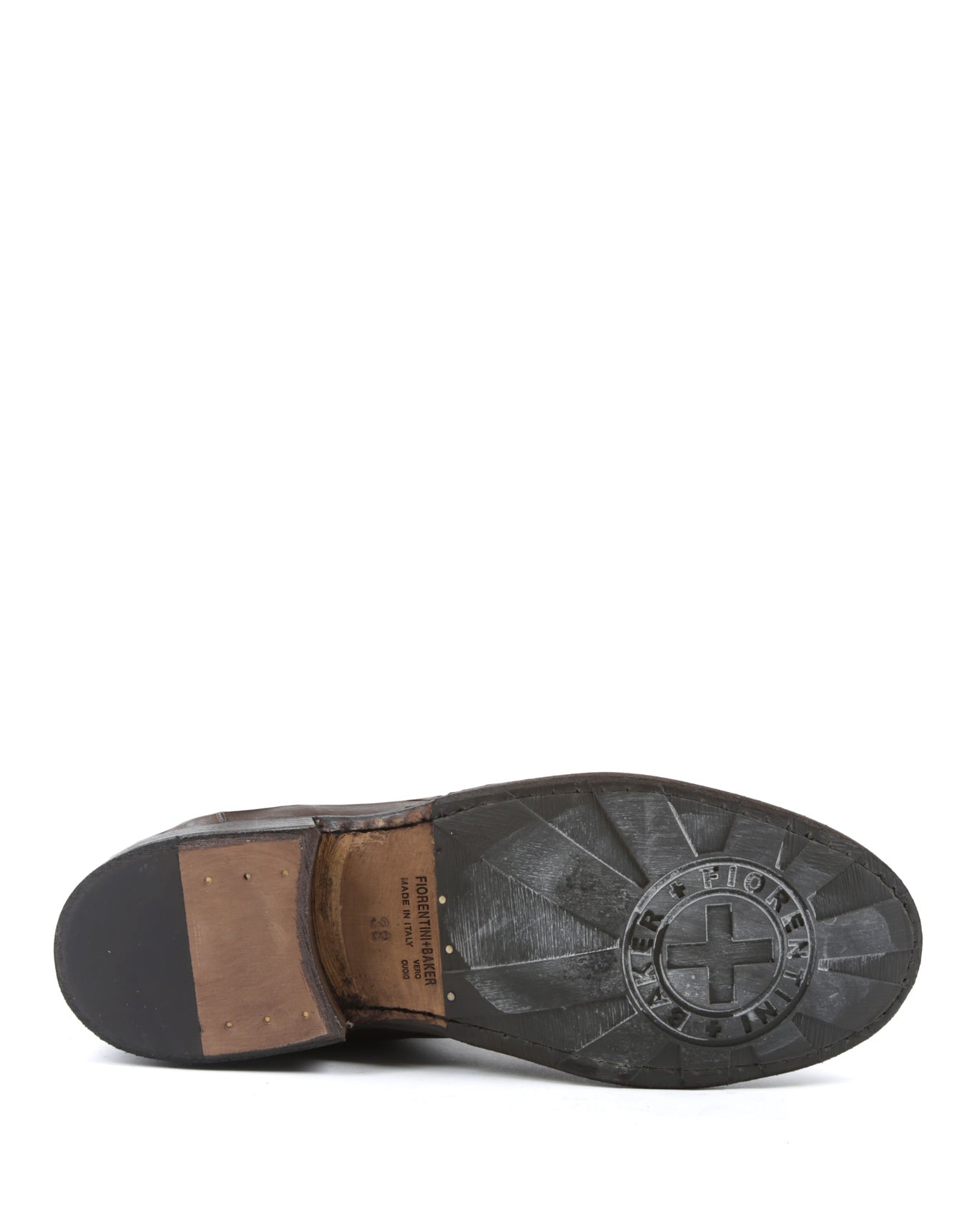 Fiorentini + Baker, ETERNITY 7040, tall brown leather boot with buckles - Made in Italy - sole