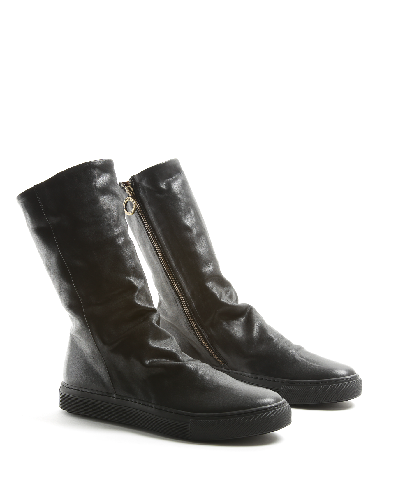 BILLY Black Leather Sneakers Boots