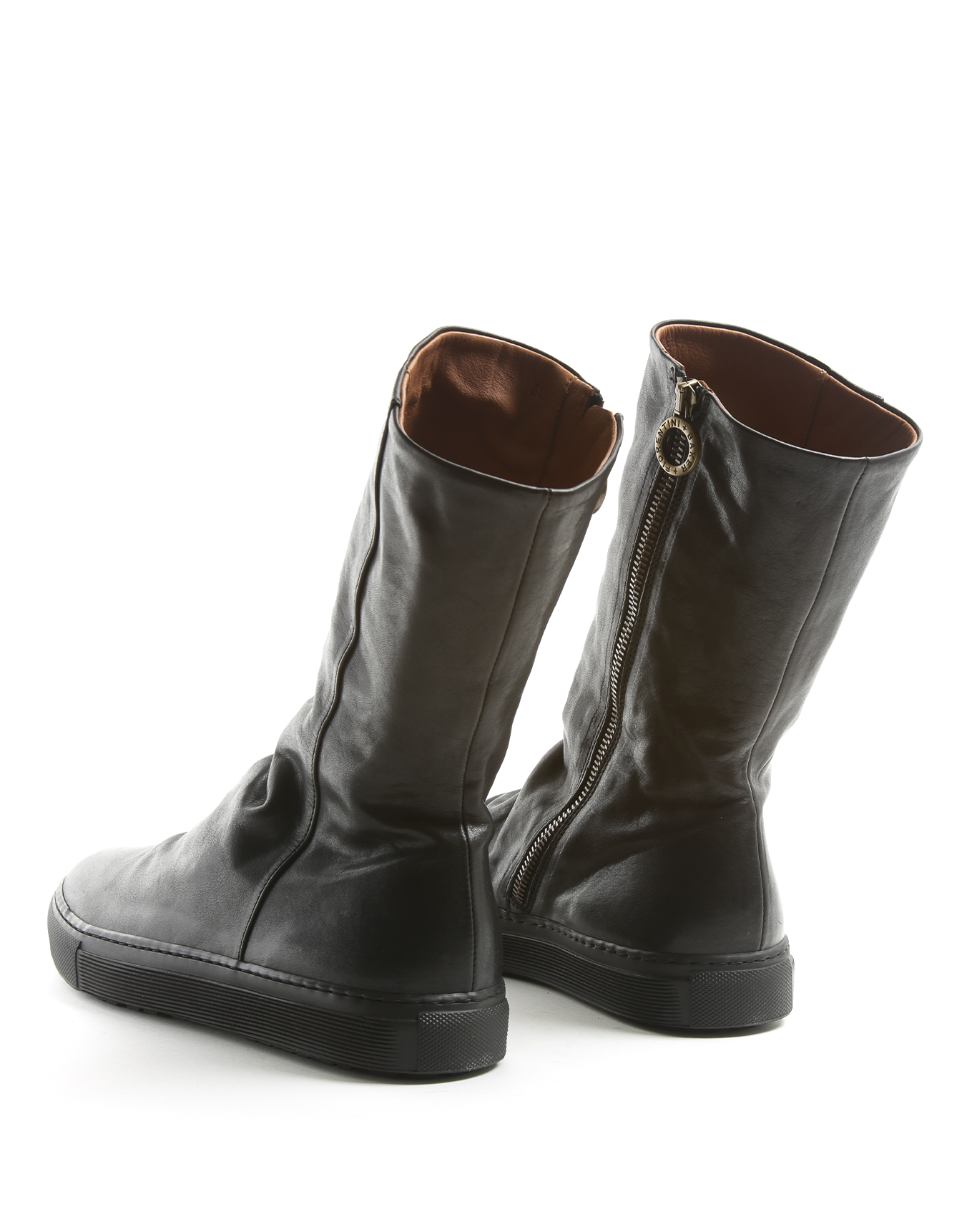 BILLY Black Leather Sneakers Boots