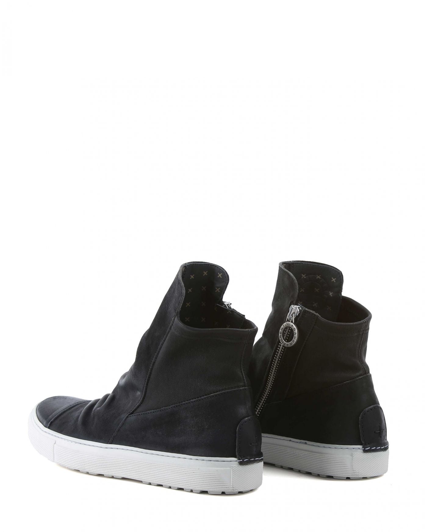 Fiorentini + Baker, BOLT BRET, Black  leather sneaker boots with ruched vamp and inside zip-Made in Italy-back
