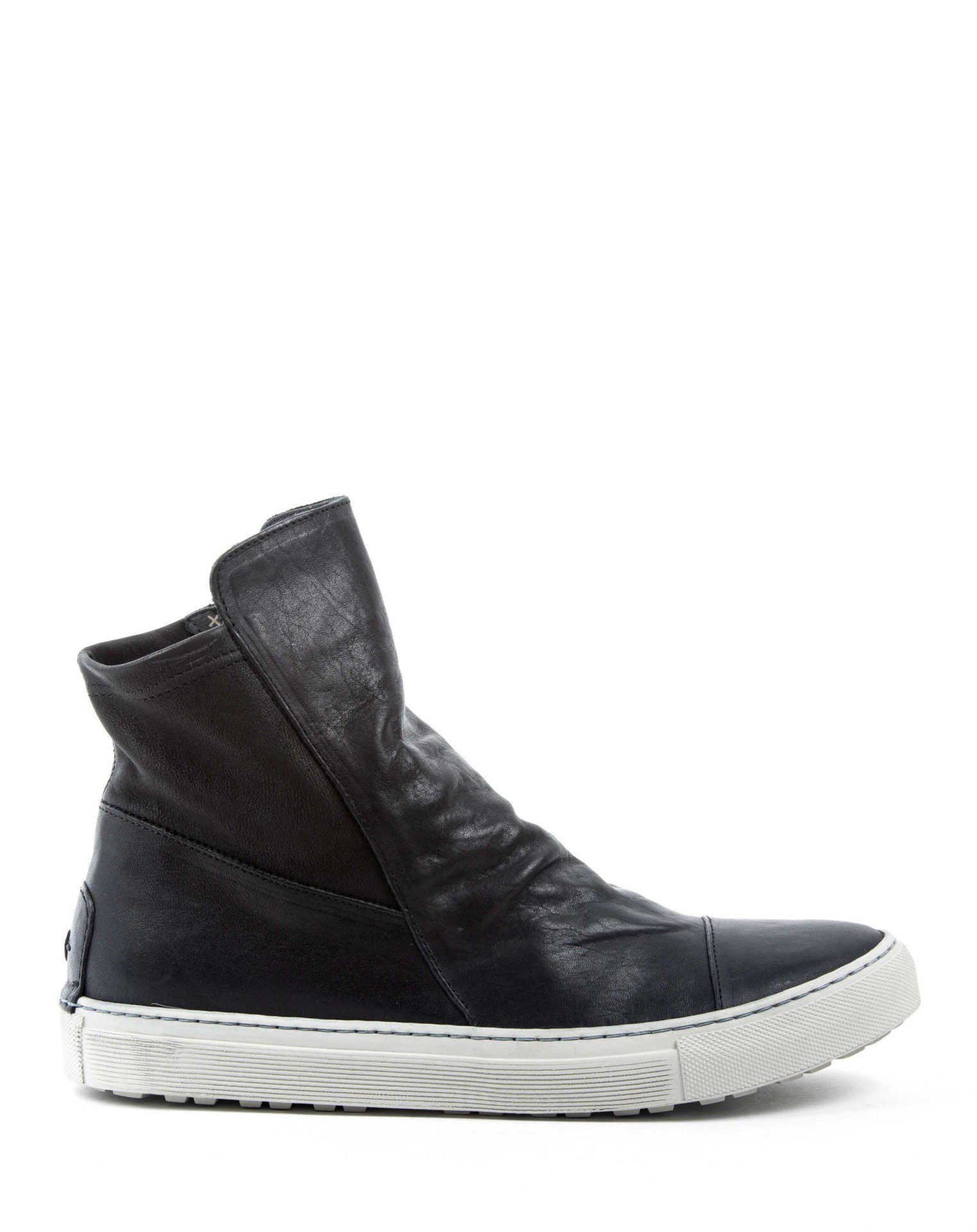 Fiorentini + Baker, BOLT BRET, Black  leather sneaker boots with ruched vamp and inside zip-Made in Italy-side