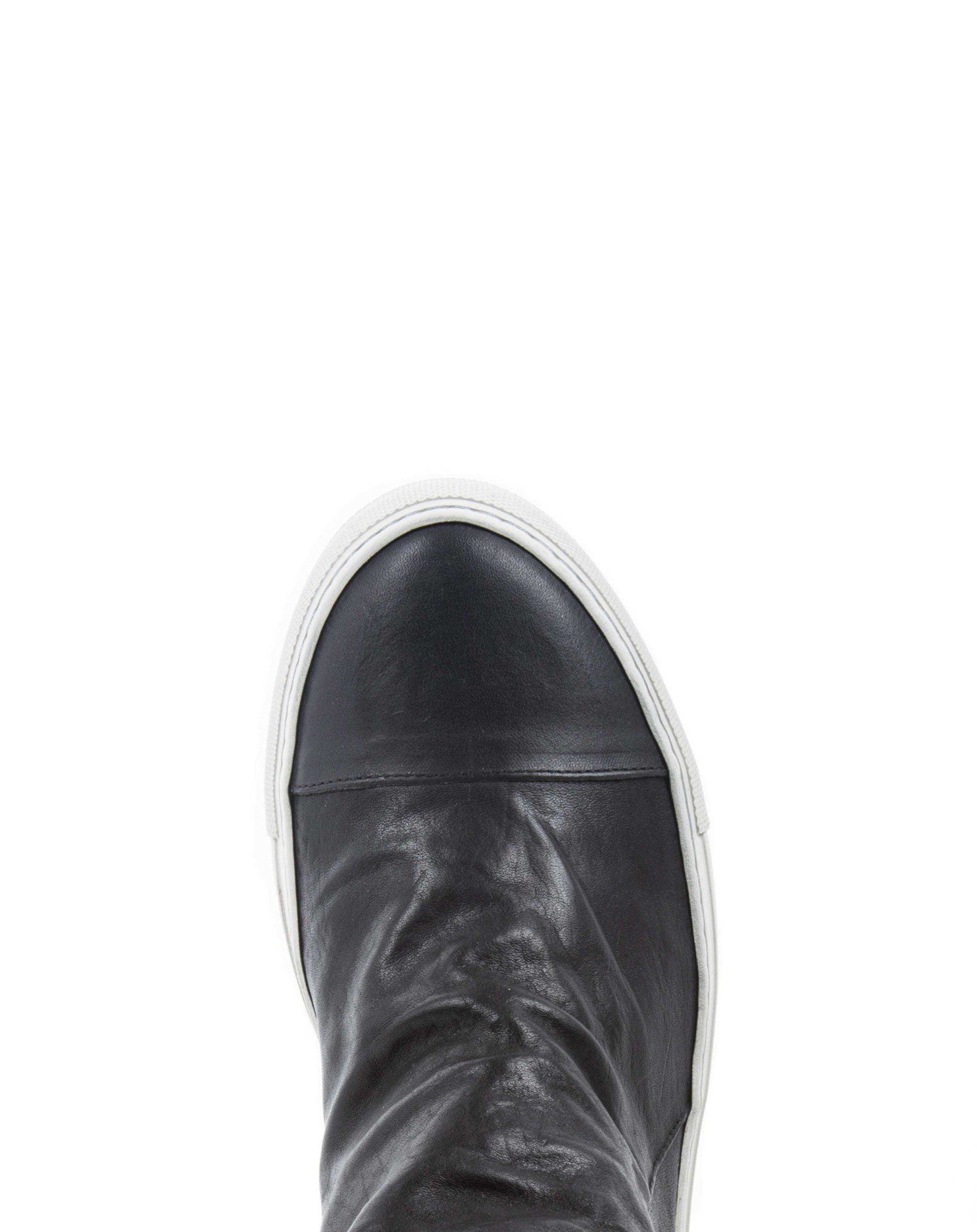 Fiorentini + Baker, BOLT BRET, Black  leather sneaker boots with ruched vamp and inside zip-Made in Italy-toe