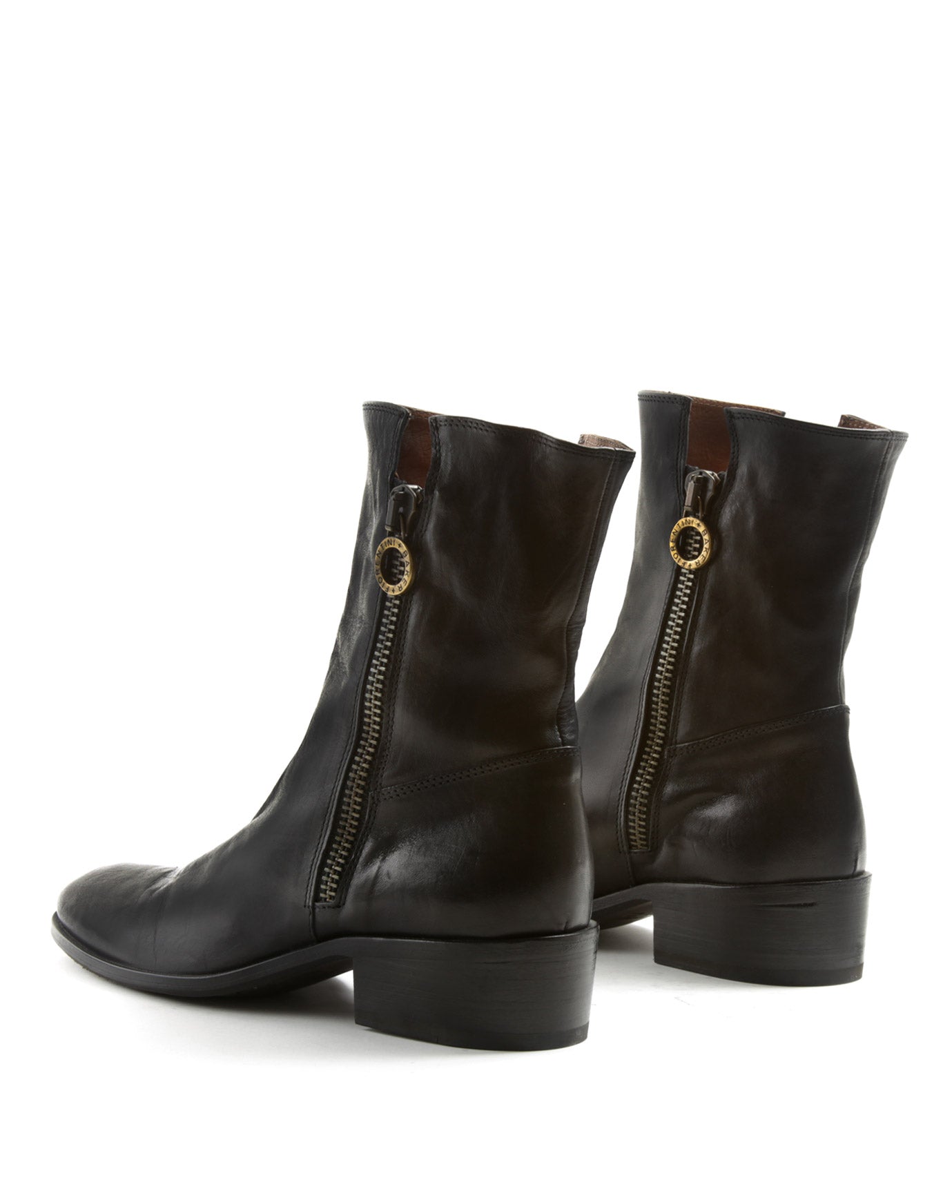 Fiorentini + Baker, CHANCE CINT, Women tall ankle boots with double zip and elongated toe in black leather-Made in Italy-back