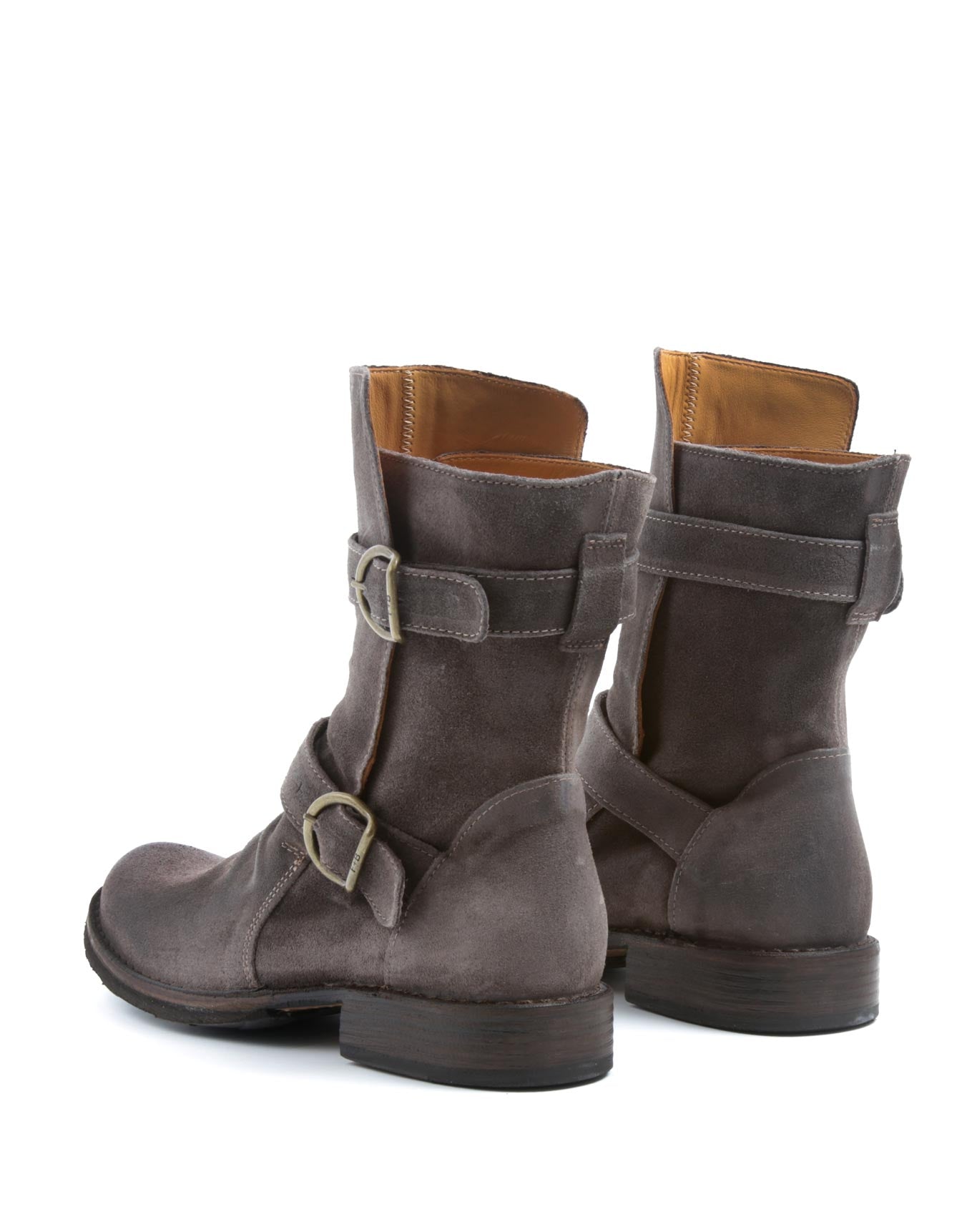 Fiorentini + Baker, ETERNITY 713, Brown suede tall ankle boot with buckles-Made in Italy-back