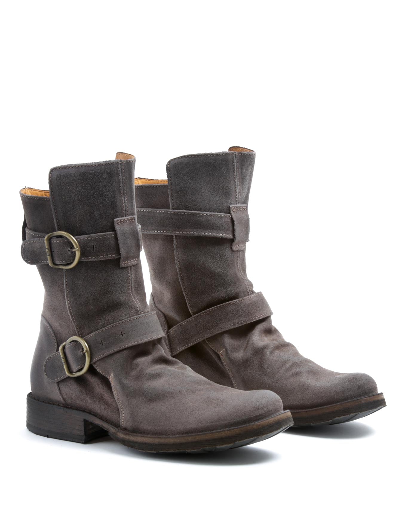 Fiorentini + Baker, ETERNITY 713, Brown suede tall ankle boot with buckles-Made in Italy-lateral