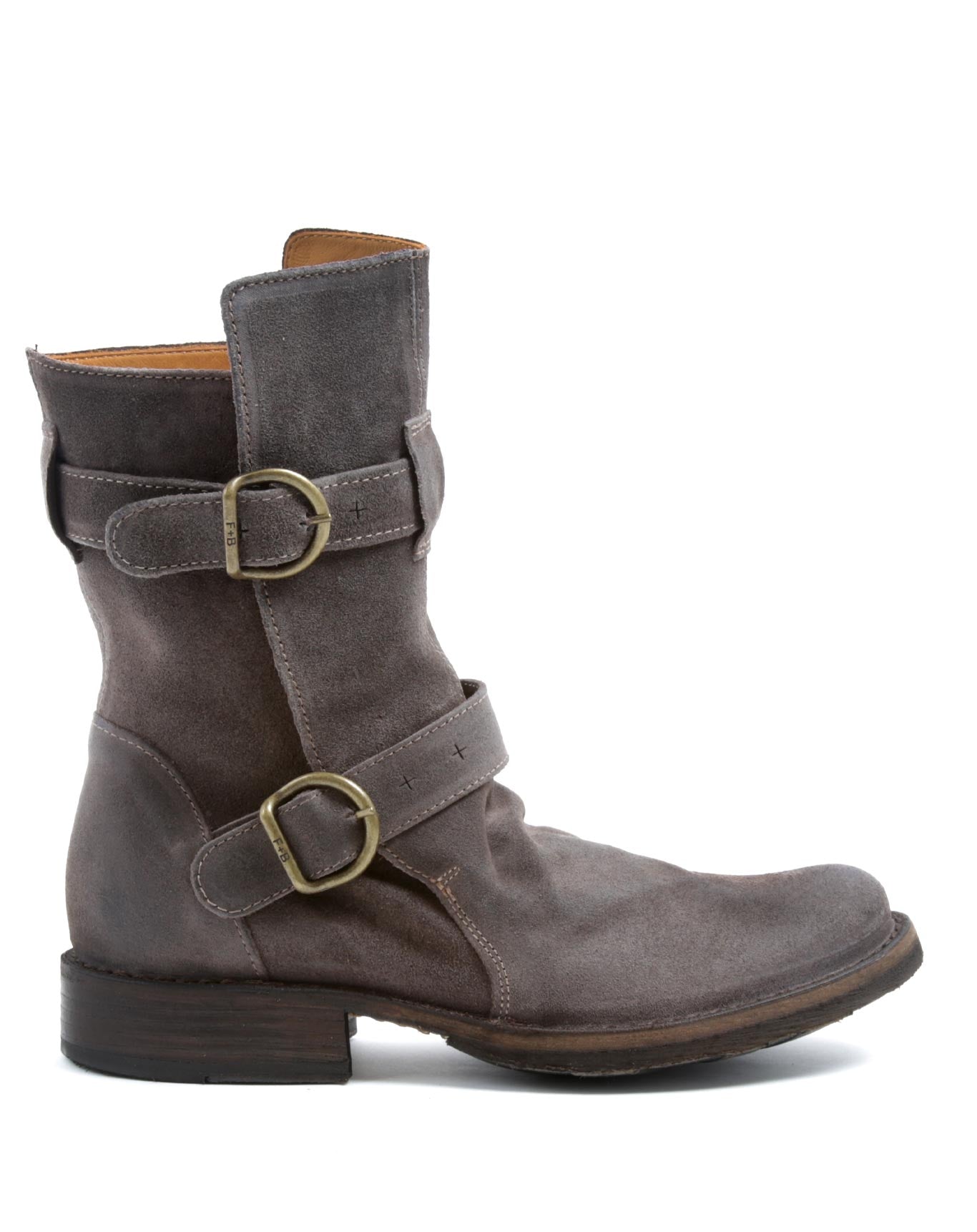 Fiorentini + Baker, ETERNITY 713, Brown suede tall ankle boot with buckles-Made in Italy-side