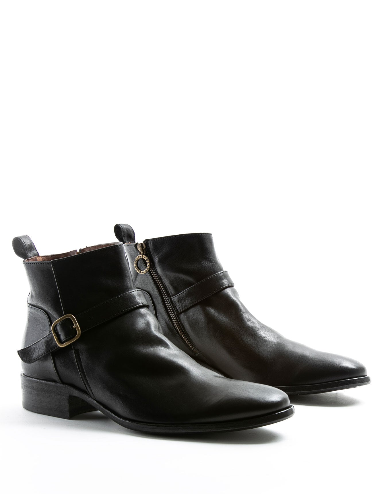 FIORENTINI + BAKER, CHANCE COLB, Leather ankle boot with adjustable front strap. The elongated shape gives a slick laid back rock 'n' roll look. Handcrafted by skilled artisans. Made in Italy. Made to last.